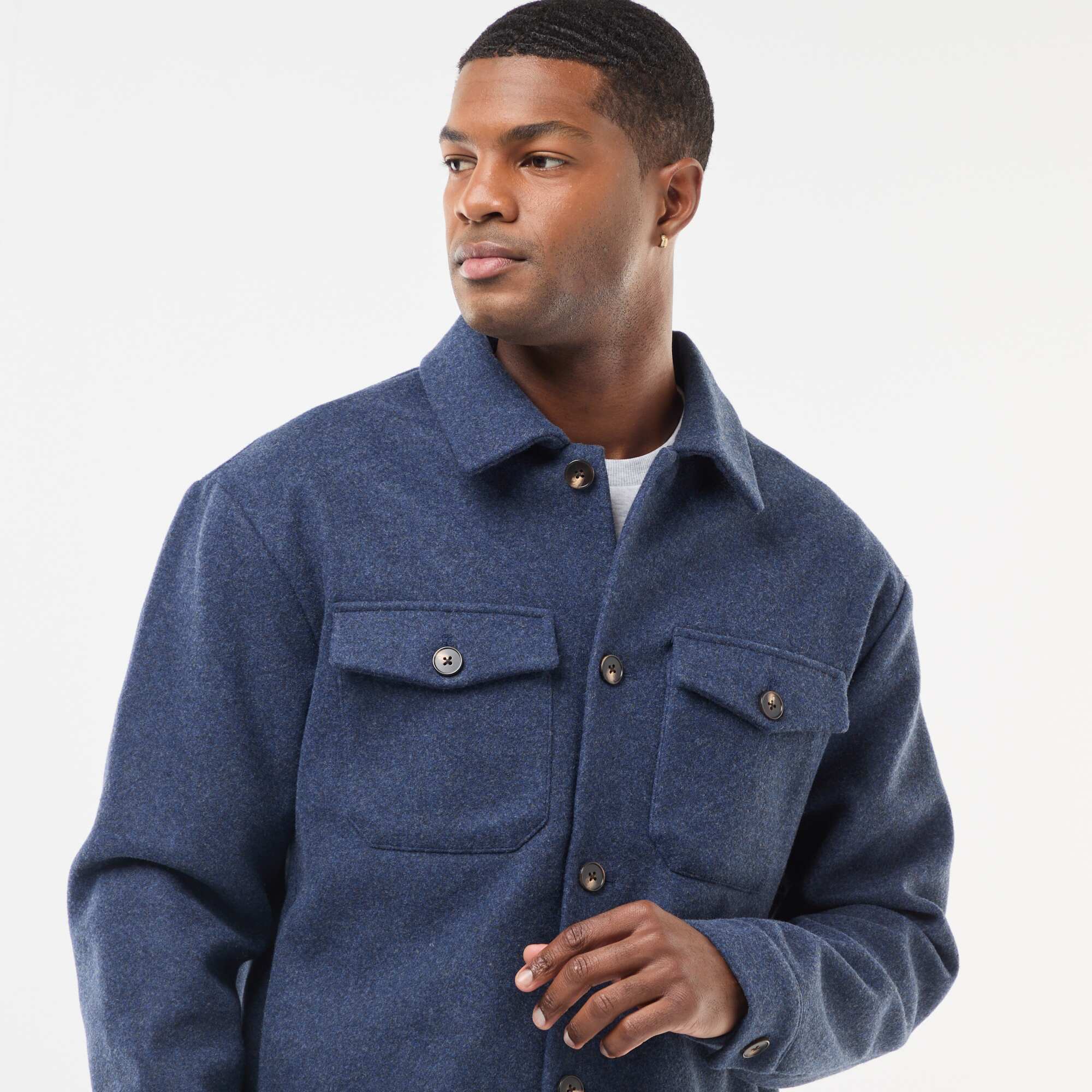 Overshirt with 2 Buttoned Flap Chest Pockets BLUE - Image 5