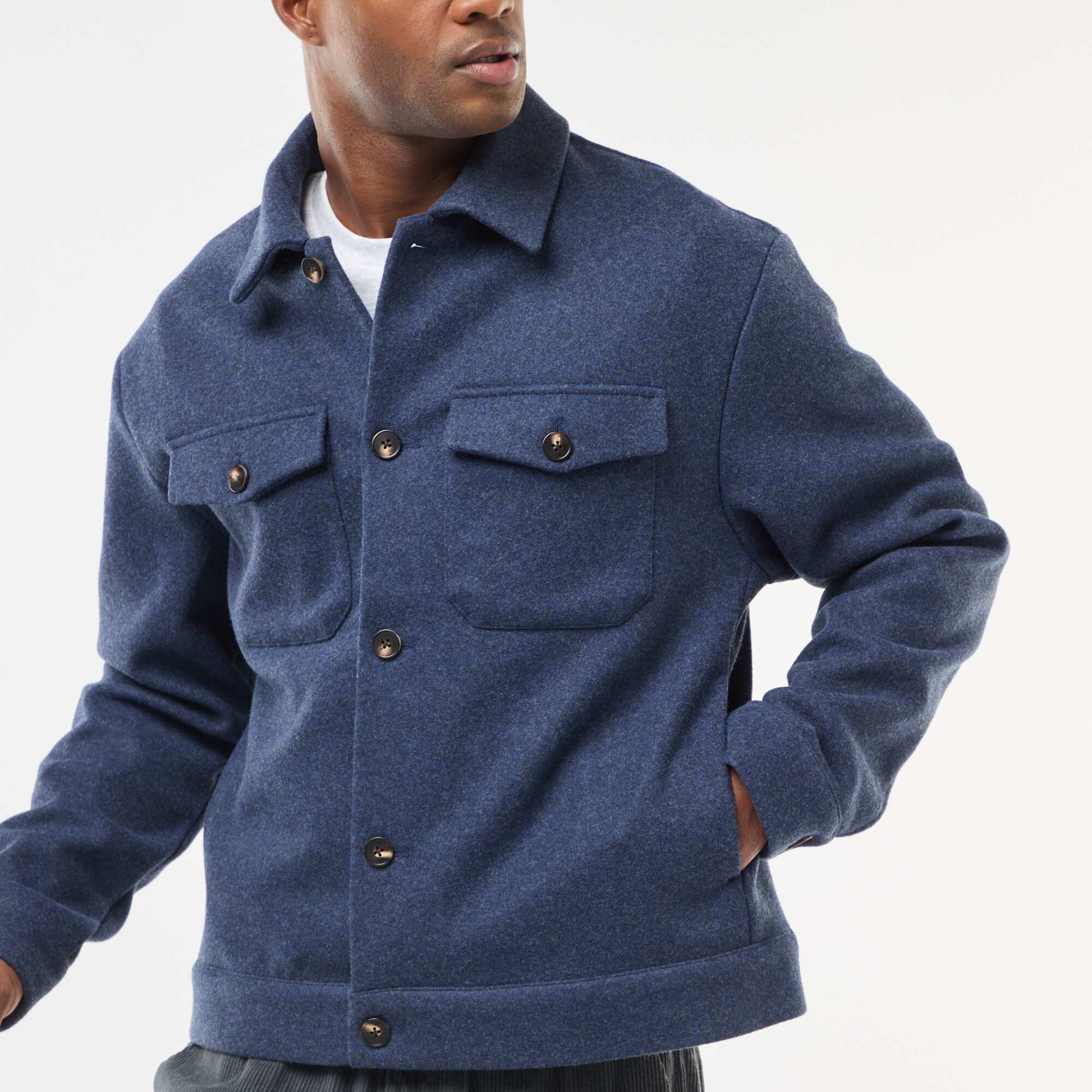 Overshirt with 2 Buttoned Flap Chest Pockets BLUE - Image 6