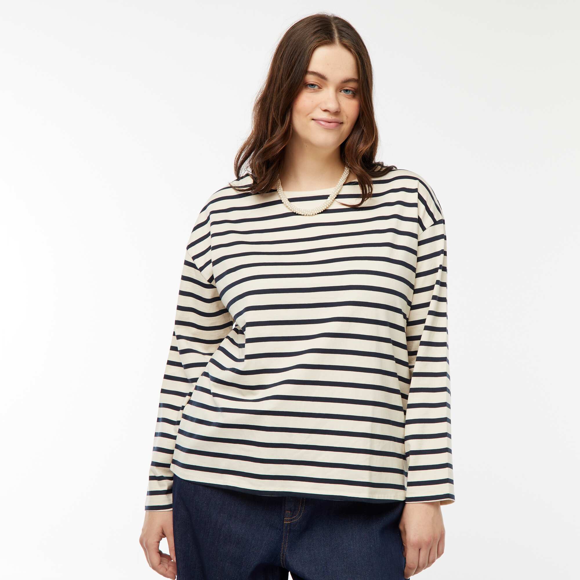 Oversized Breton T-shirt WHITE - Image 4