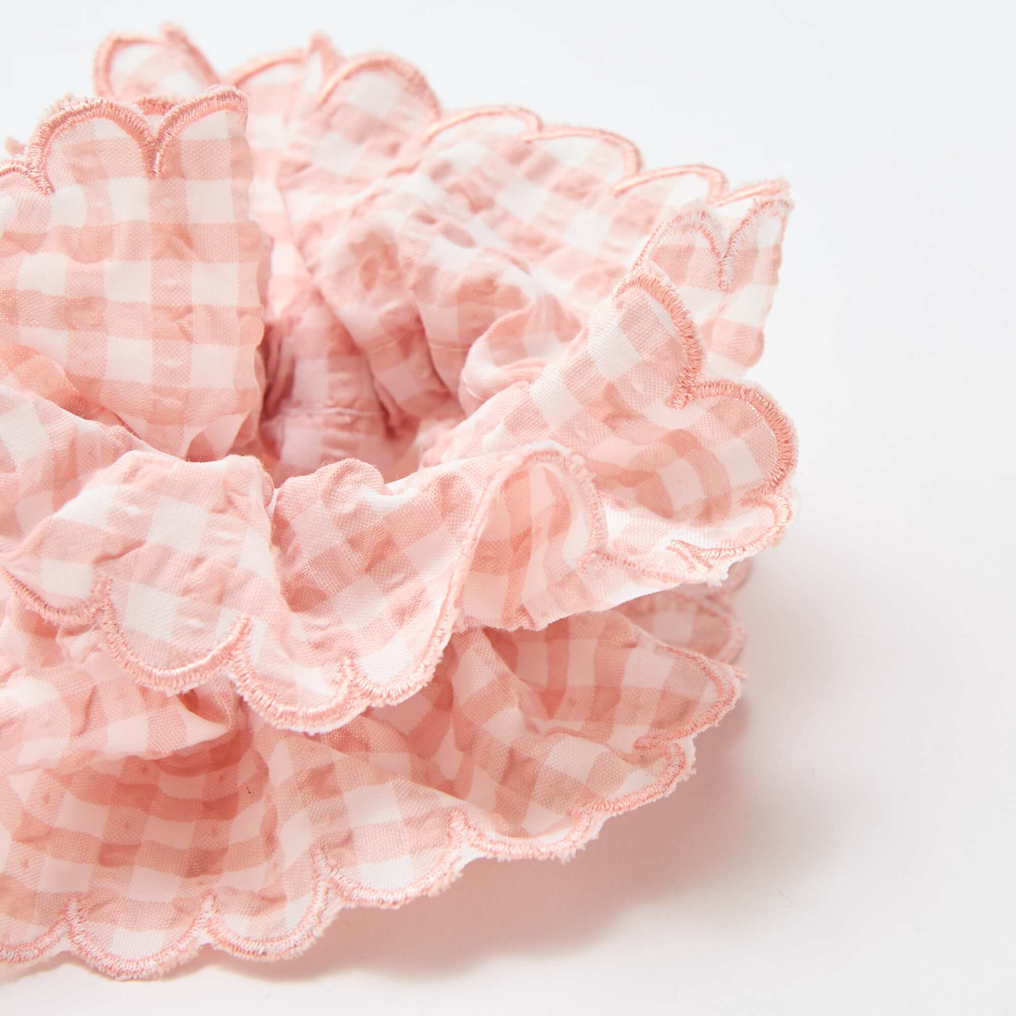 Oversized Gingham Check Scrunchie PINK - Image 2
