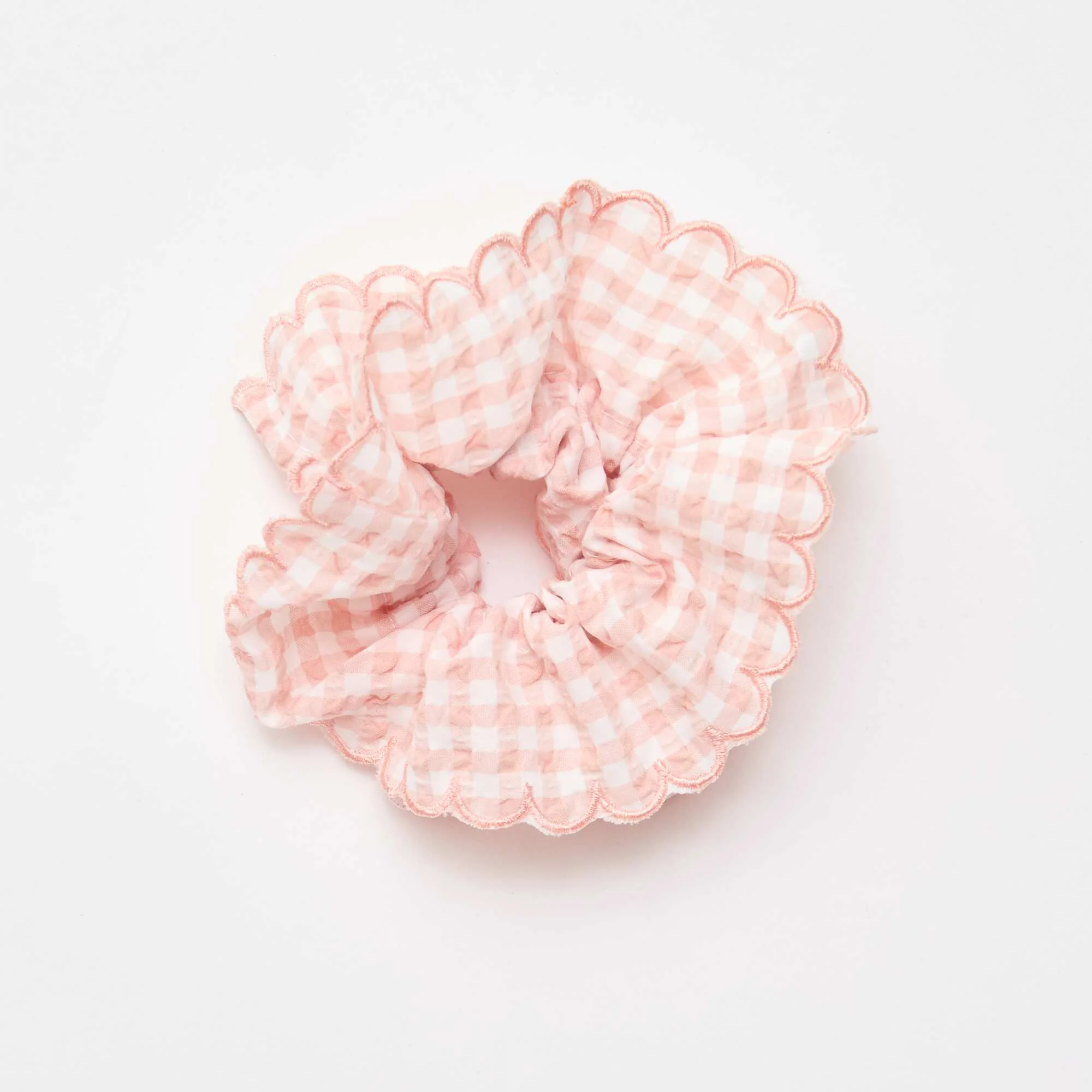 Oversized Gingham Check Scrunchie PINK - Image 3