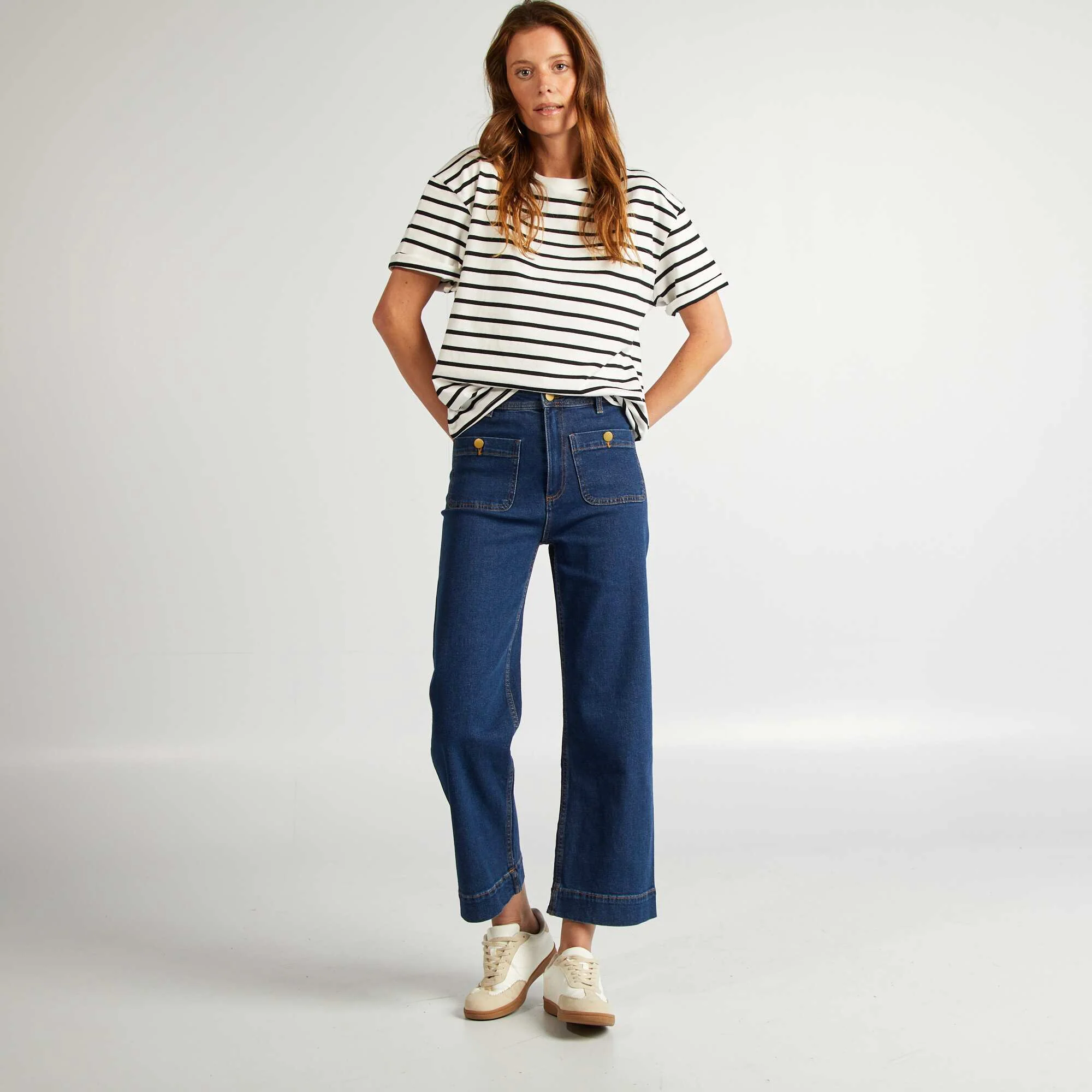 Oversized round neck T-shirt WHITE - Image 2