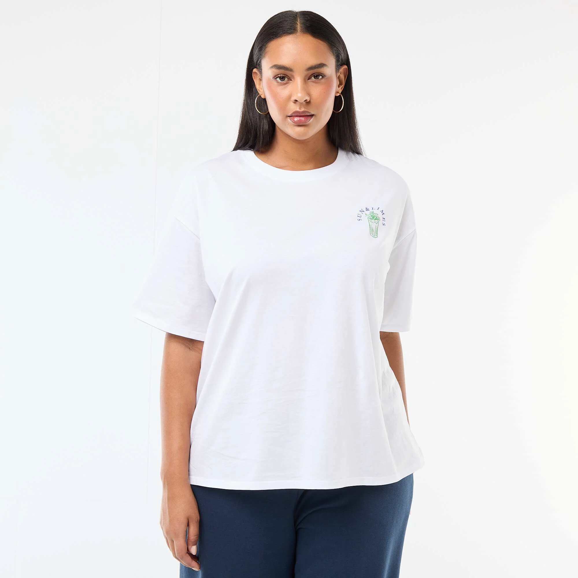 Oversized Short-Sleeve T-Shirt WHITE - Image 4