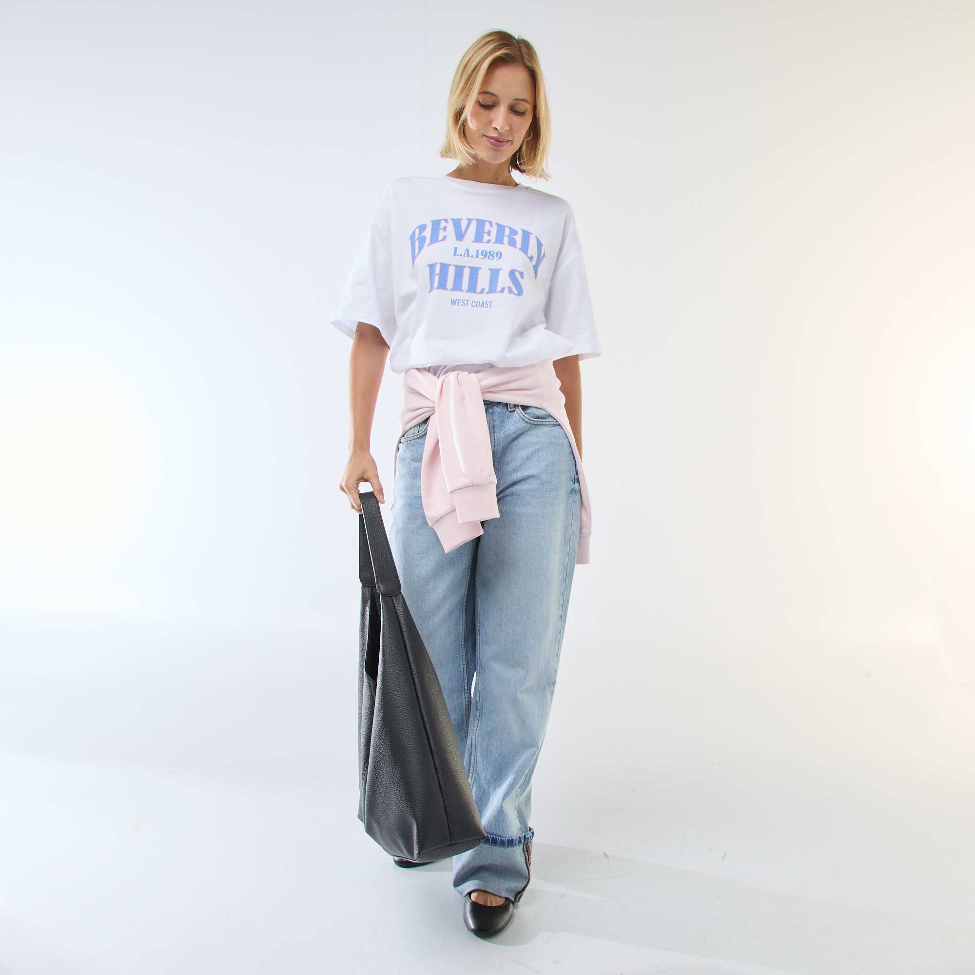 Oversized Slogan T-shirt BLUE - Image 2