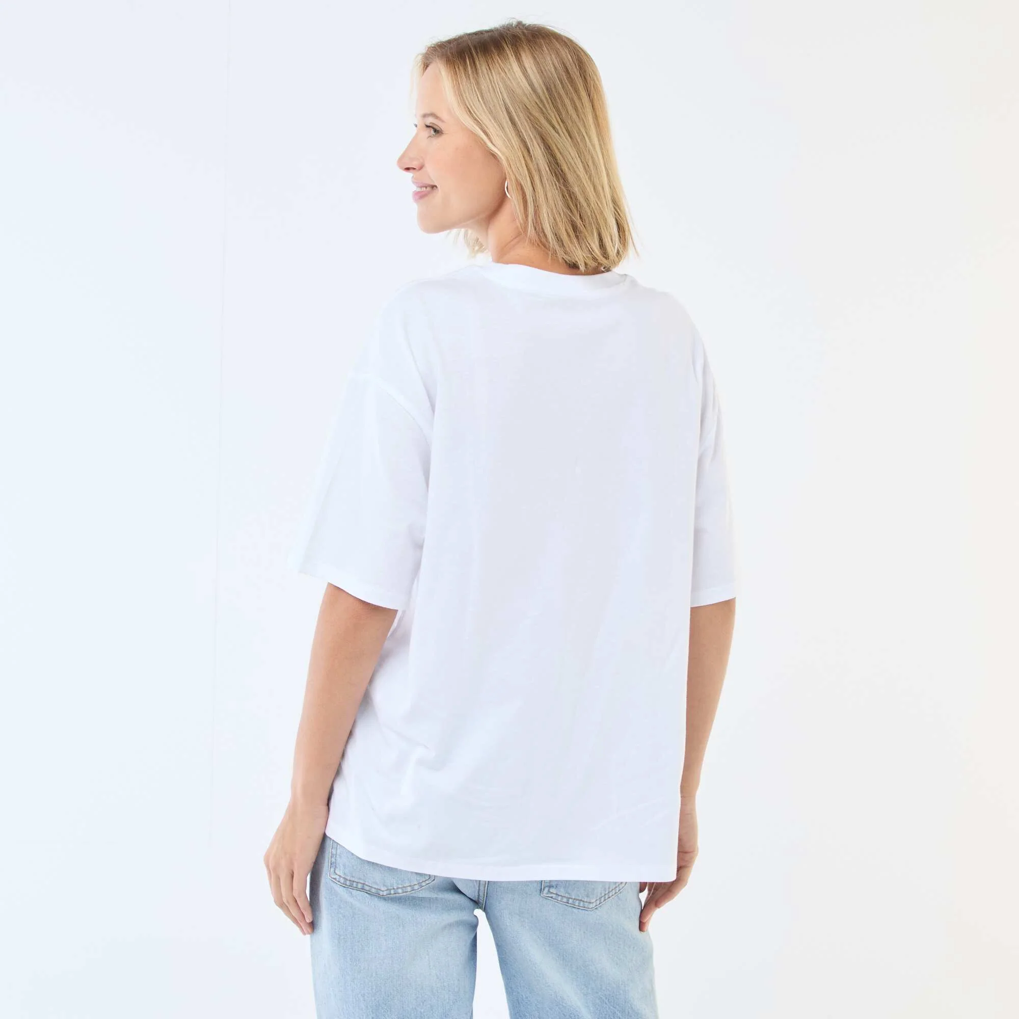 Oversized Slogan T-shirt BLUE - Image 4