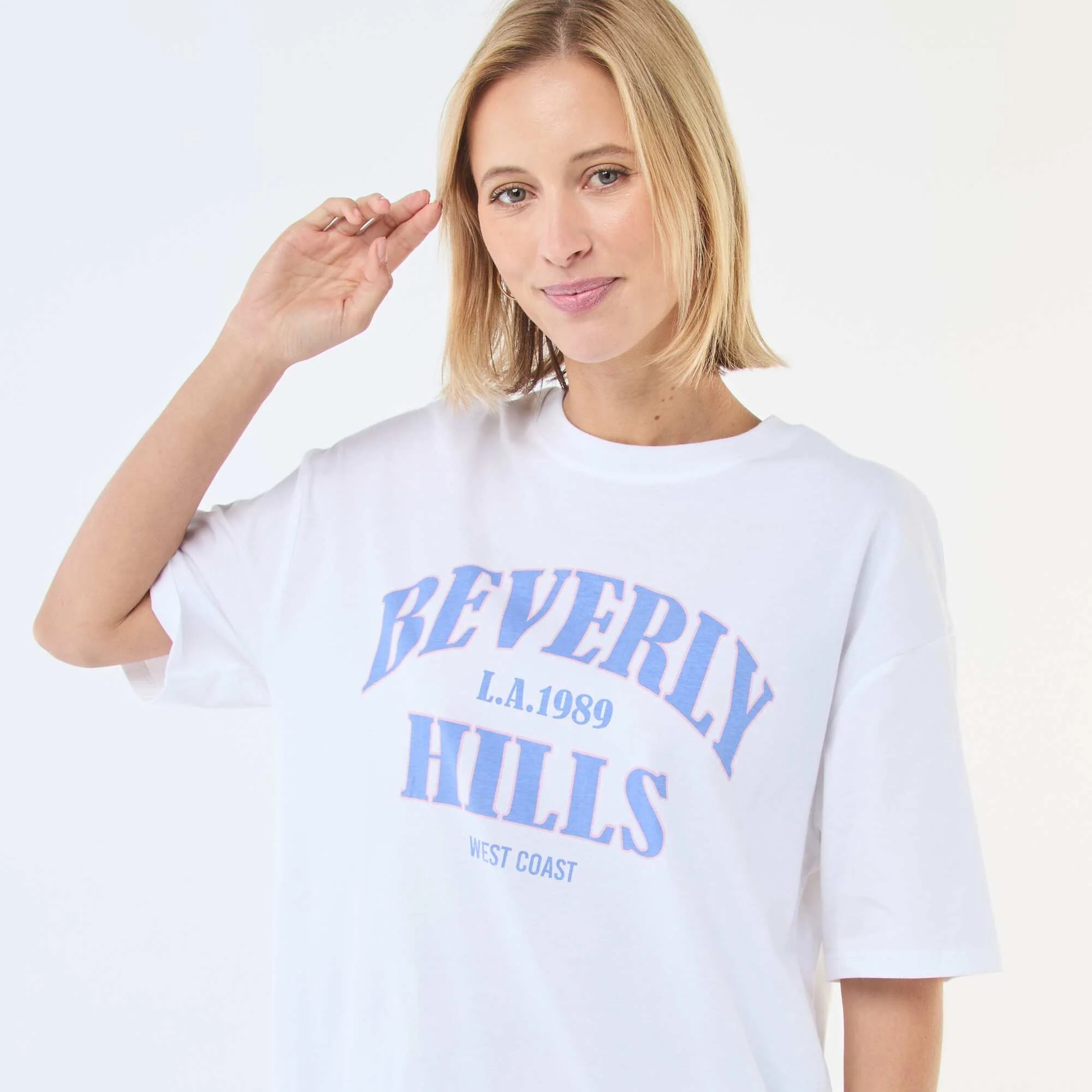 Oversized Slogan T-shirt BLUE - Image 5