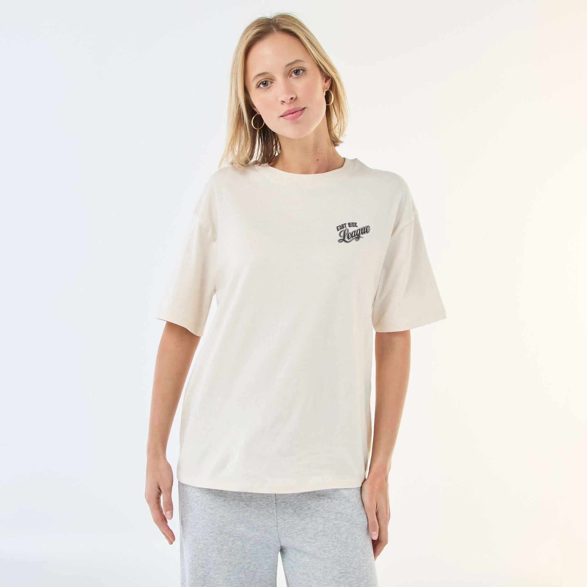 Oversized Slogan T-shirt WHITE - Image 3