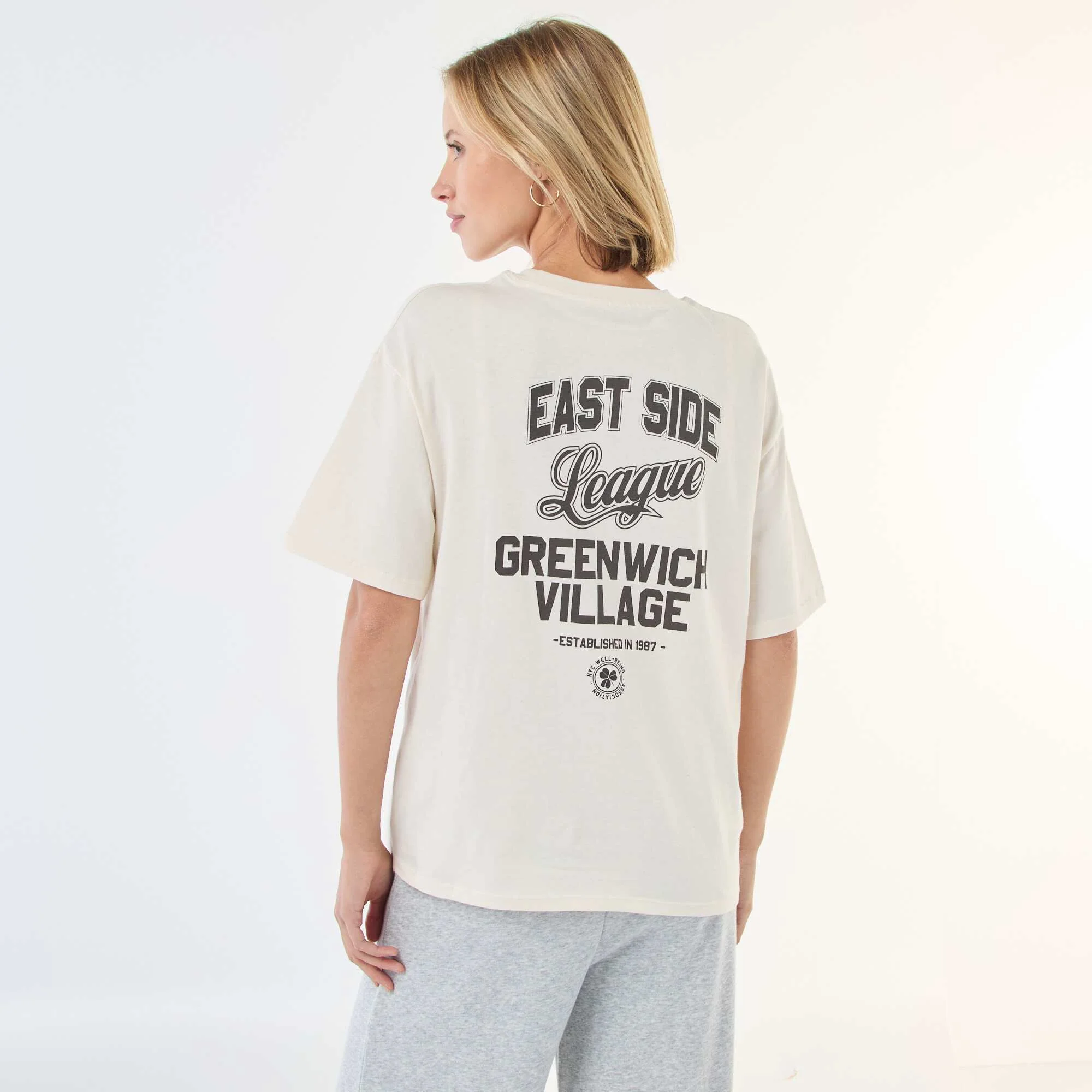 Oversized Slogan T-shirt WHITE - Image 4