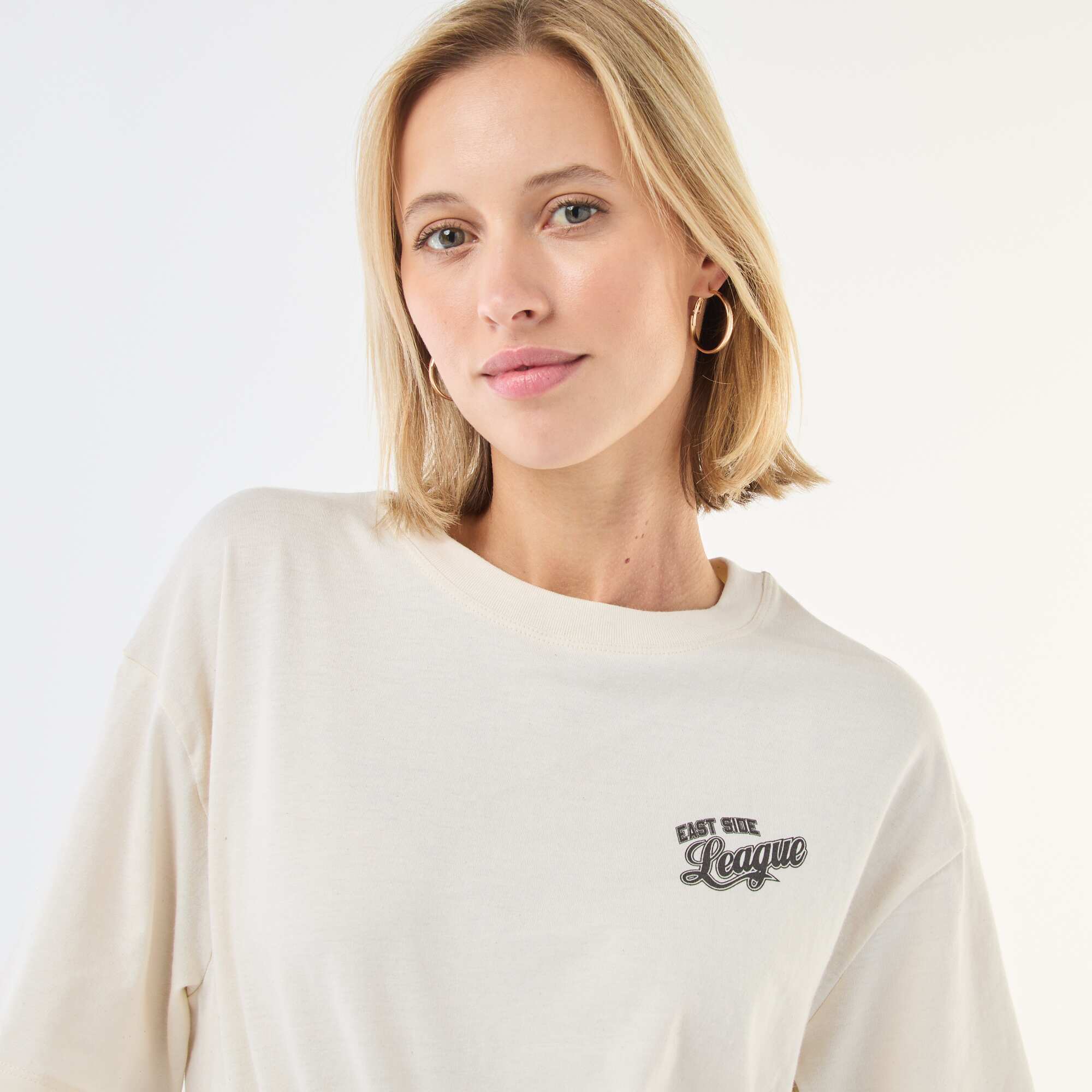 Oversized Slogan T-shirt WHITE - Image 5