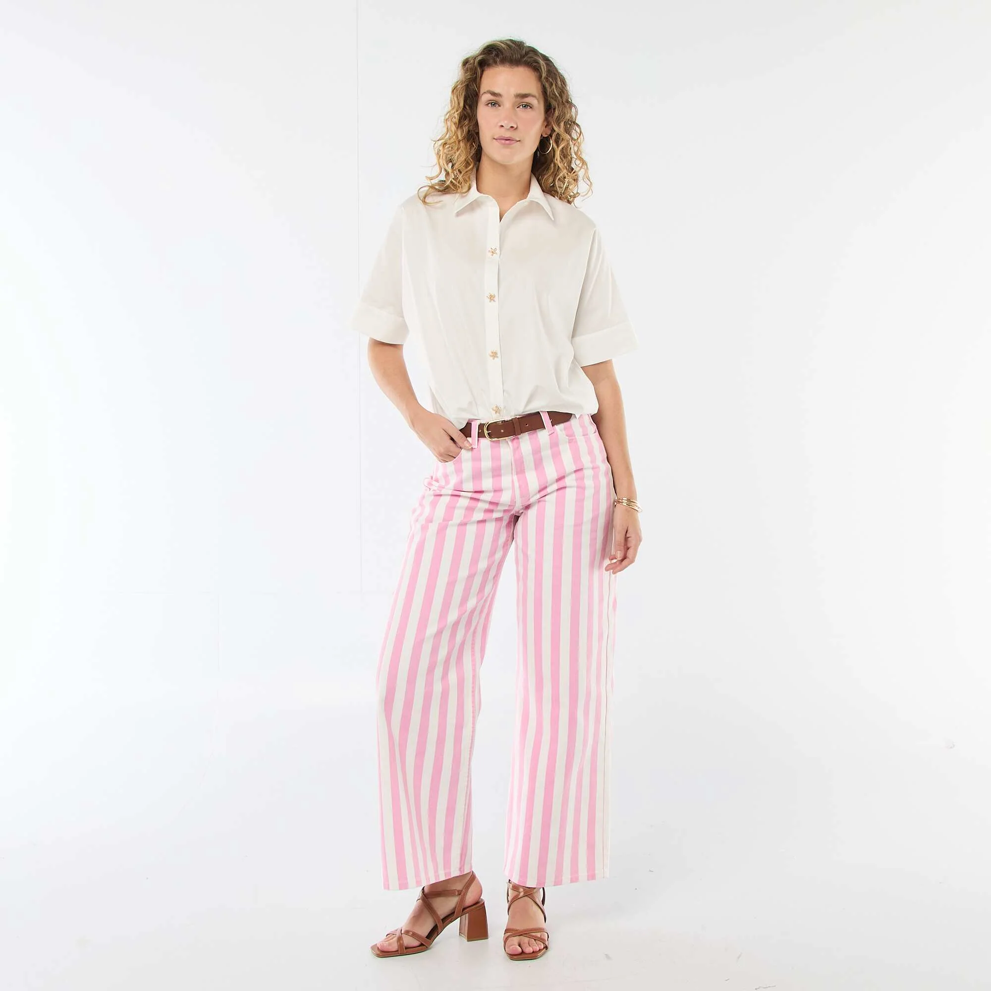 Oversized Star Button-Down Shirt WHITE - Image 2