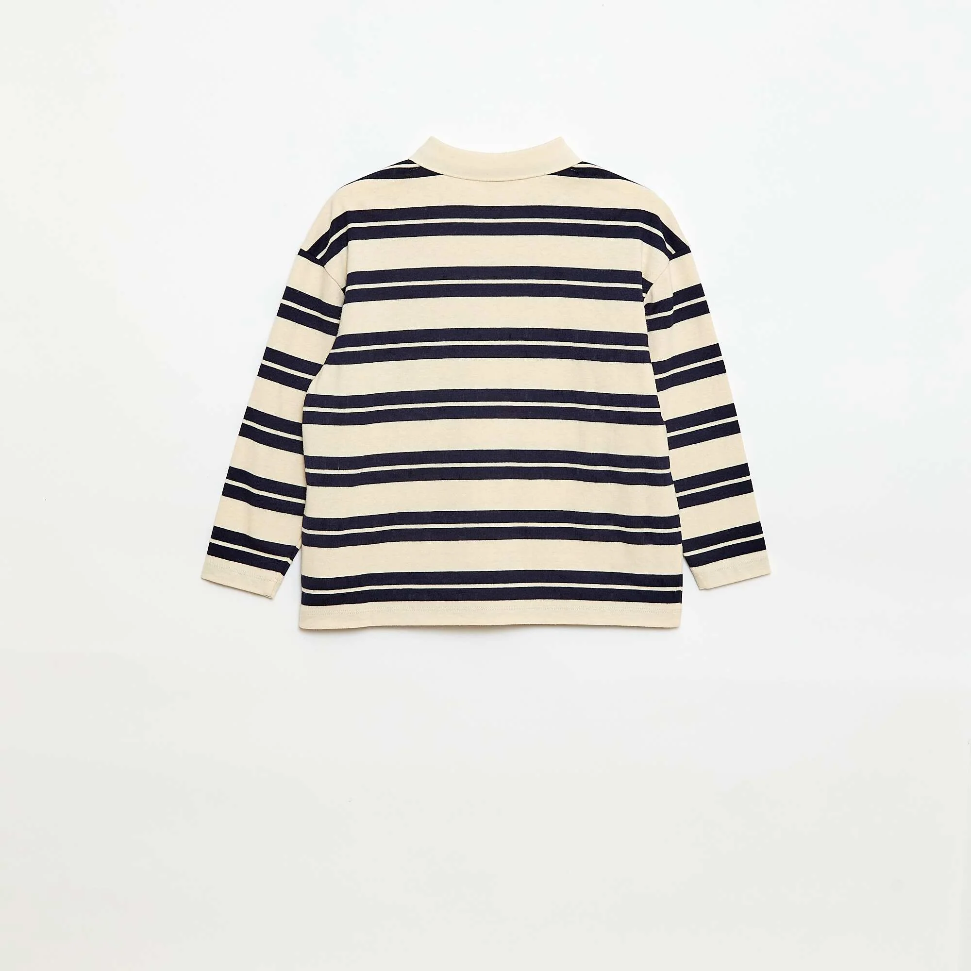 Oversized Striped Polo Shirt BLUE - Image 3