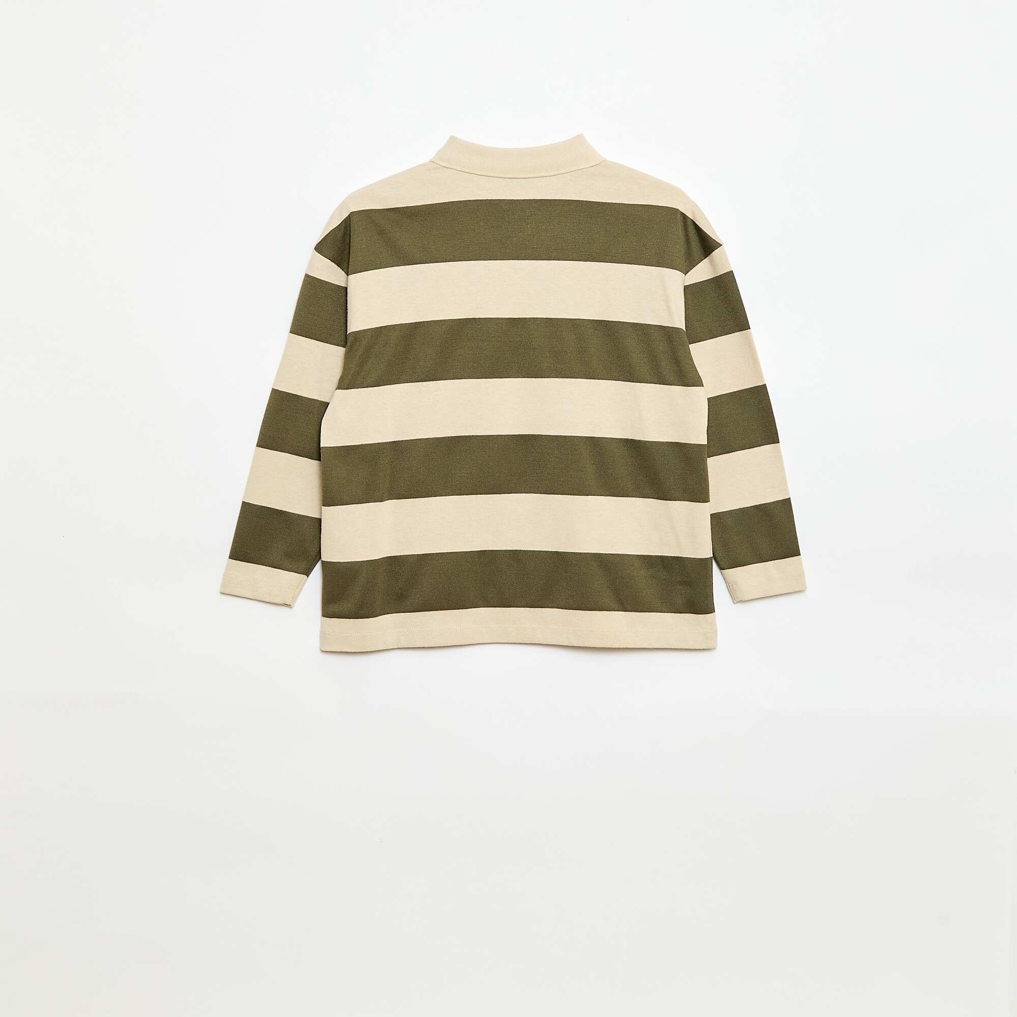 Oversized Striped Polo Shirt GREEN - Image 3