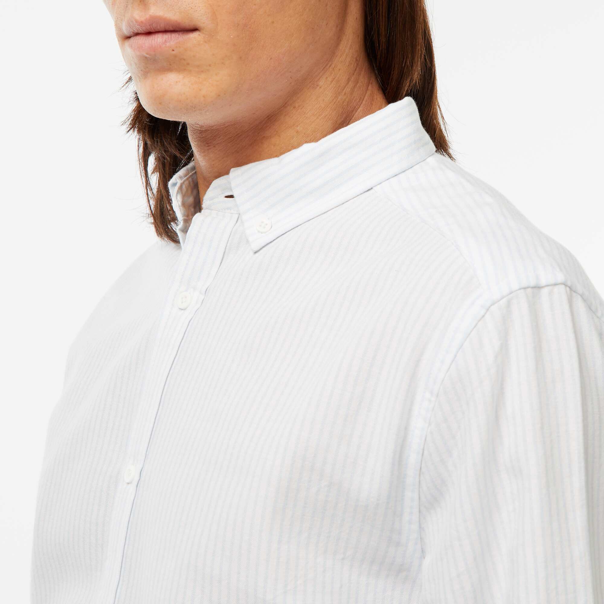 Oxford shirt with striped pattern BLUE - Image 4