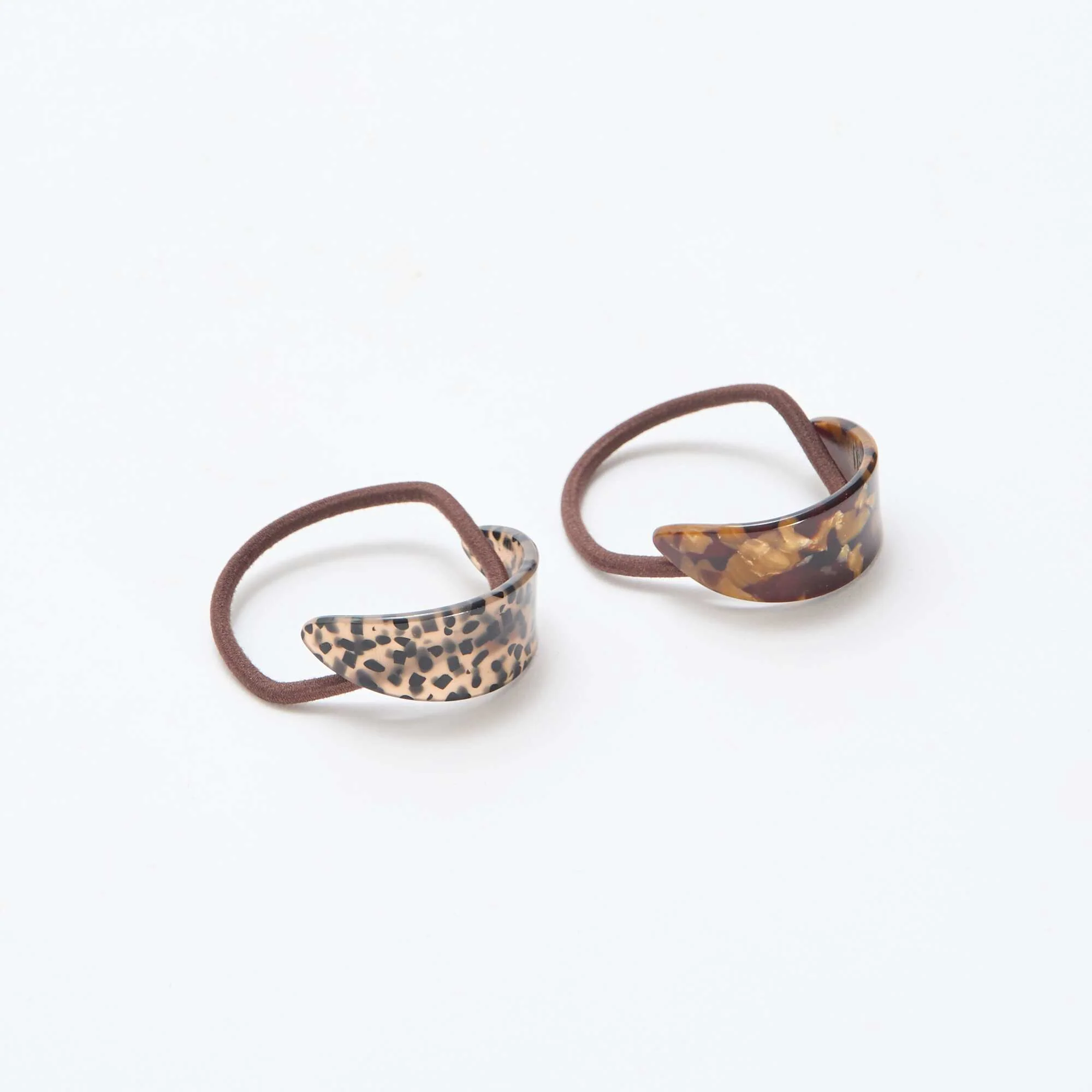 Pack of 2 elasticated hair bands with fancy jewels BROWN