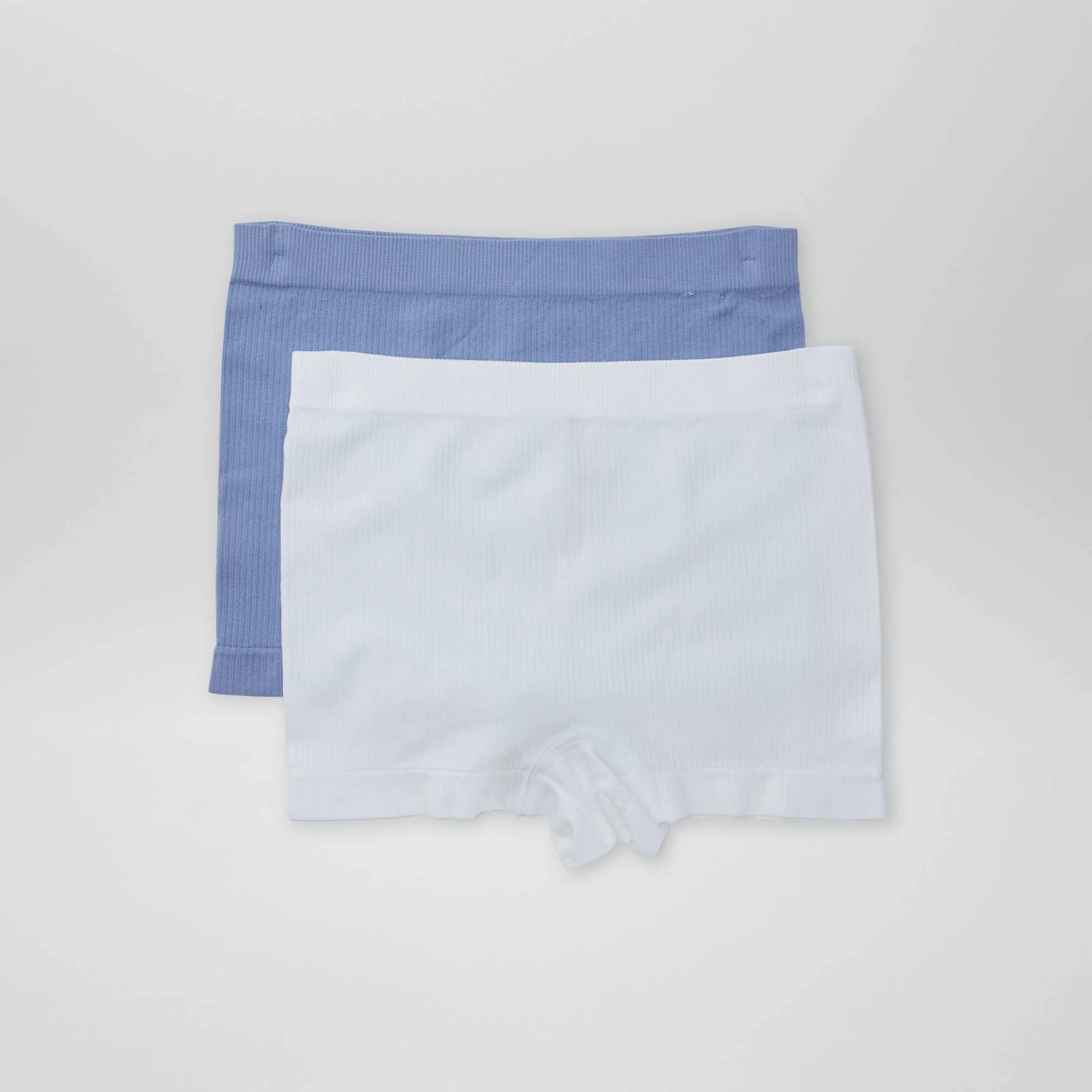 Pack of 2 pairs of ribbed knit boy shorts BLUE