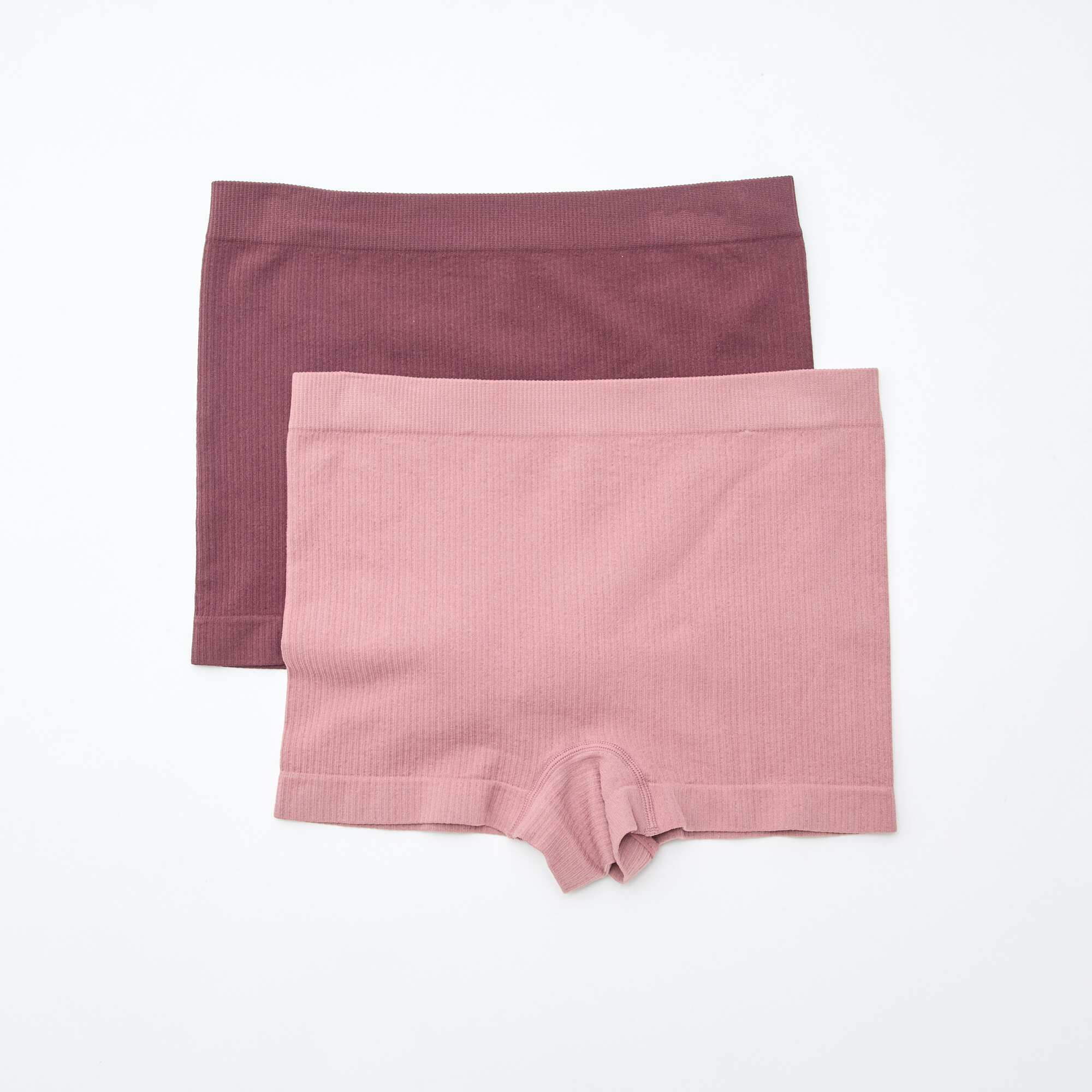 Pack of 2 pairs of ribbed knit boy shorts PINK