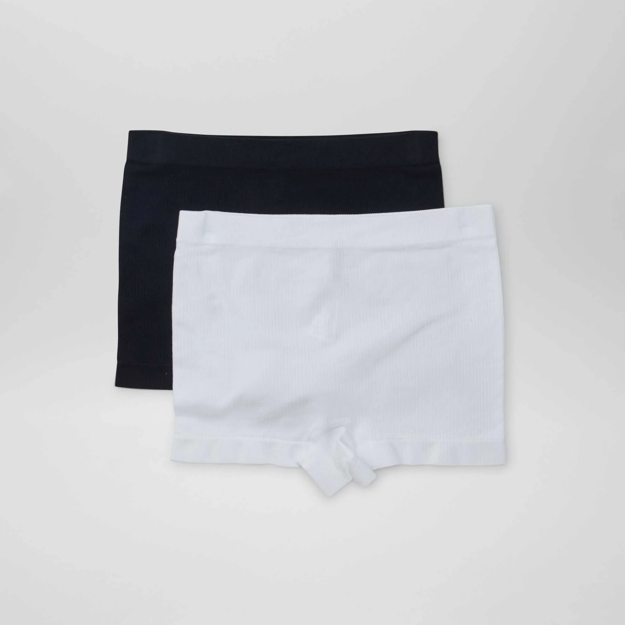 Pack of 2 pairs of ribbed knit boy shorts WHITE