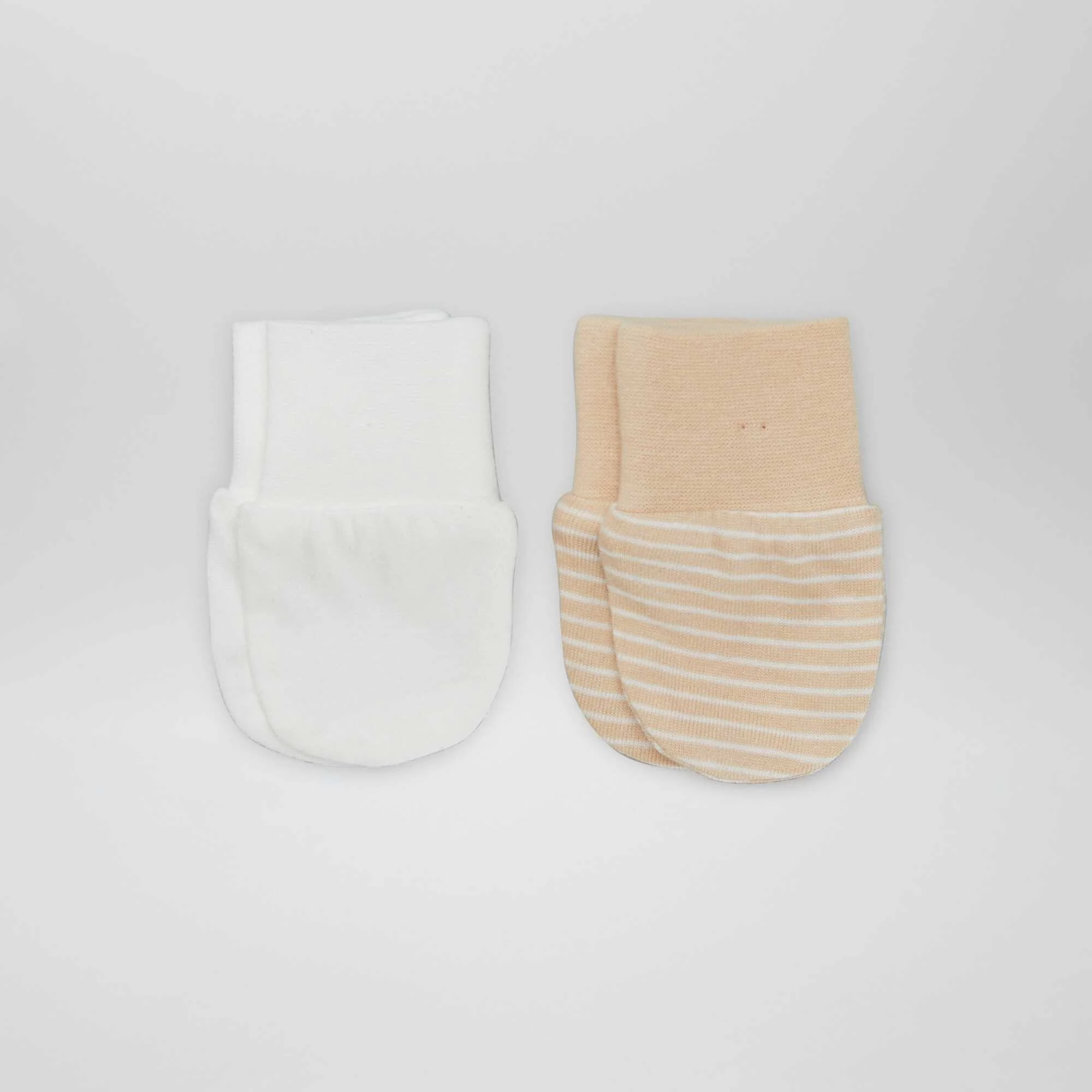 Pack of 2 pairs of scratch mitts BEIGE