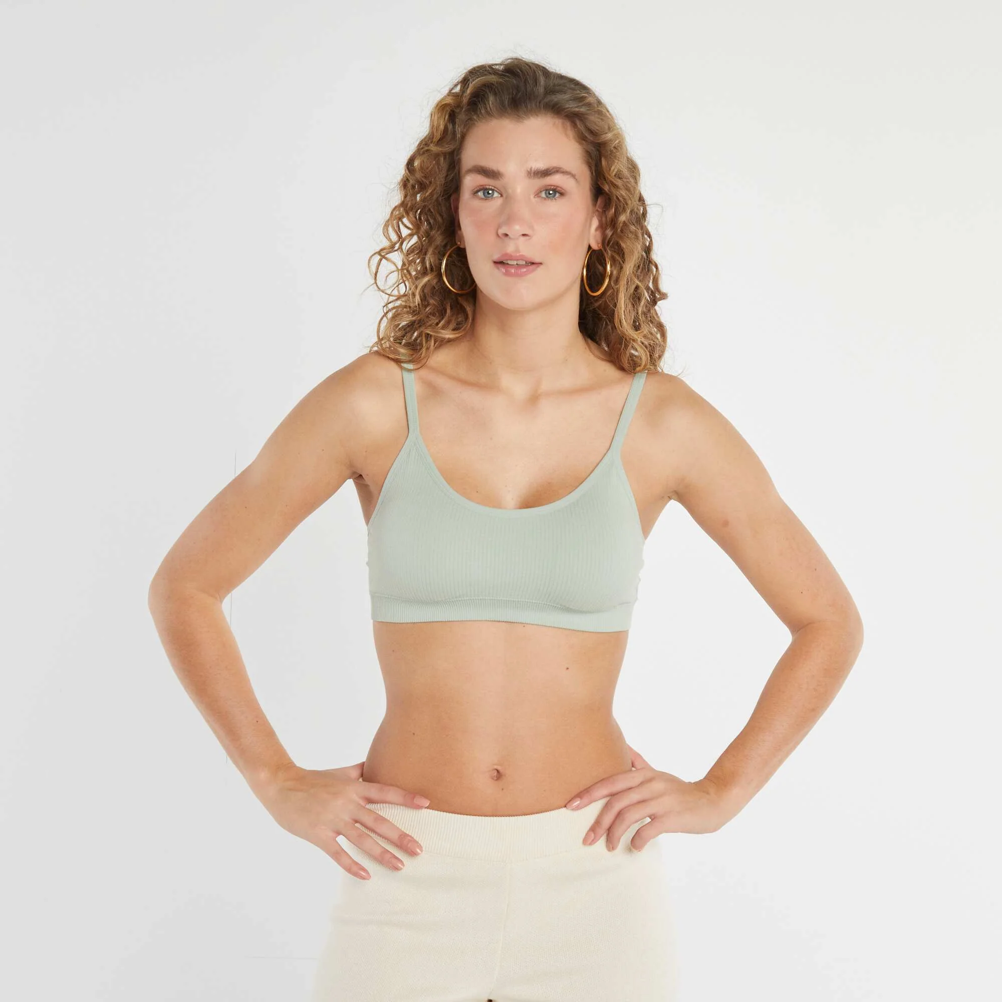 Pack of 2 ribbed bralettes BLUE - Image 2