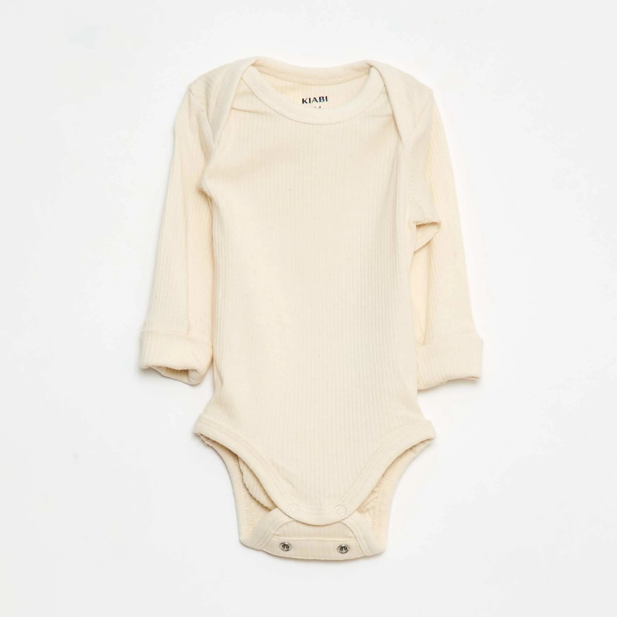 Pack of 3 bodies with envelope neckline and long sleeves BEIGE - Image 3