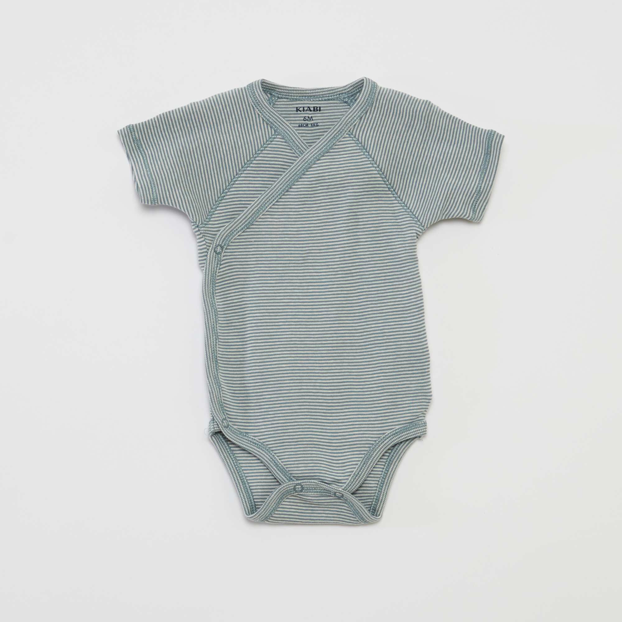 Pack of 3 bodysuits with crossover collar BLUE - Image 3