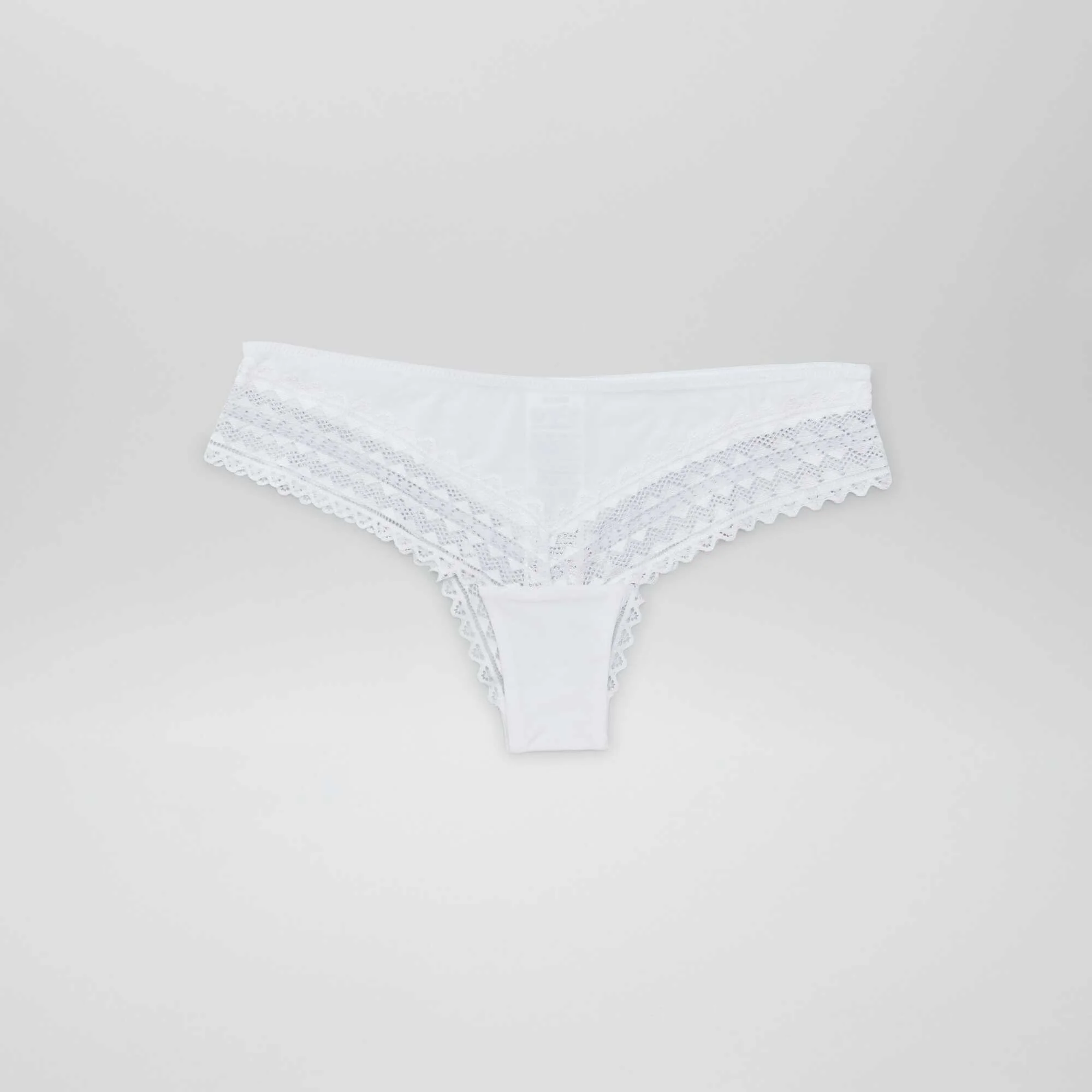 Pack of 3 pairs of cotton and lace Brazilian briefs BLUE - Image 3