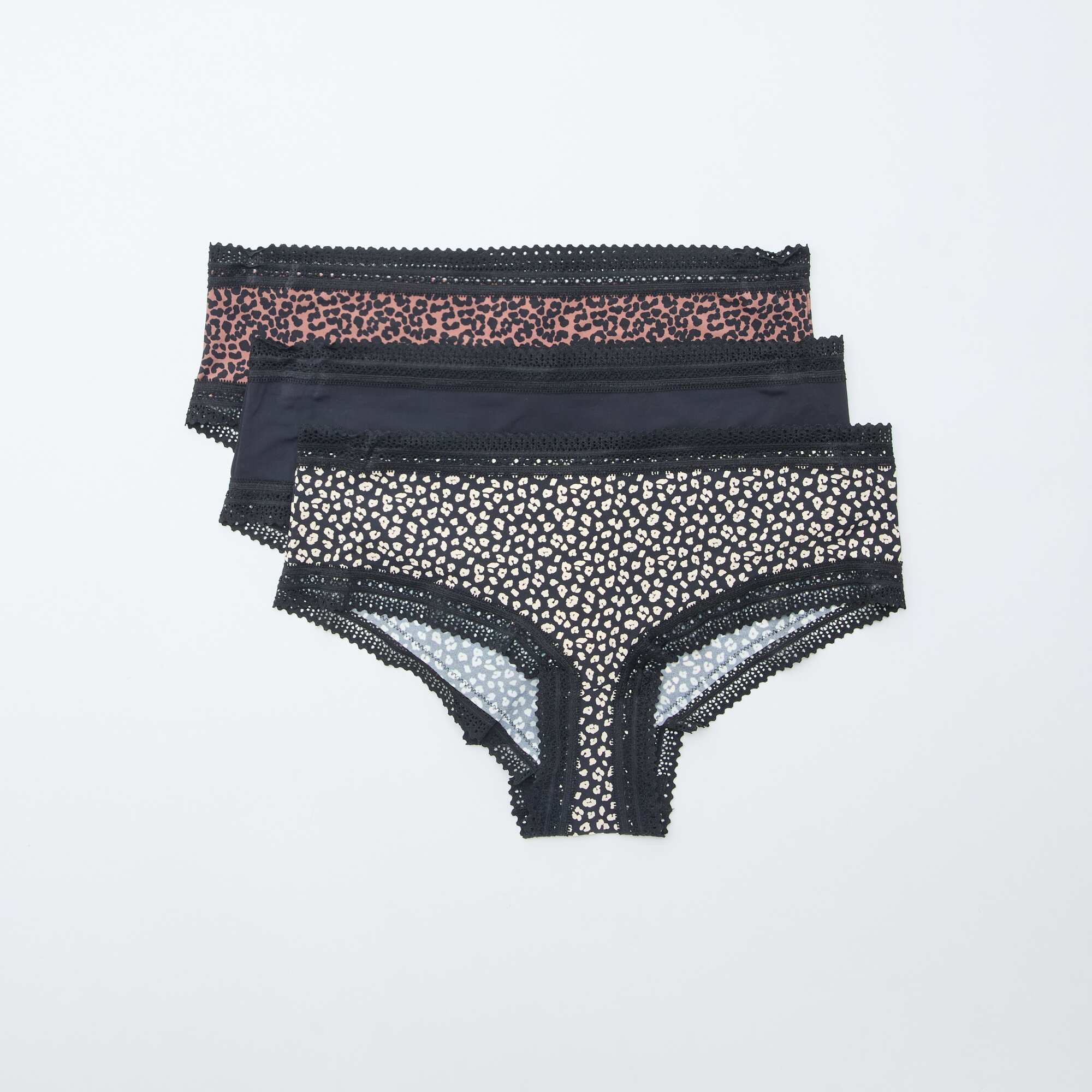Pack of 3 pairs of printed microfibre boy shorts BLACK