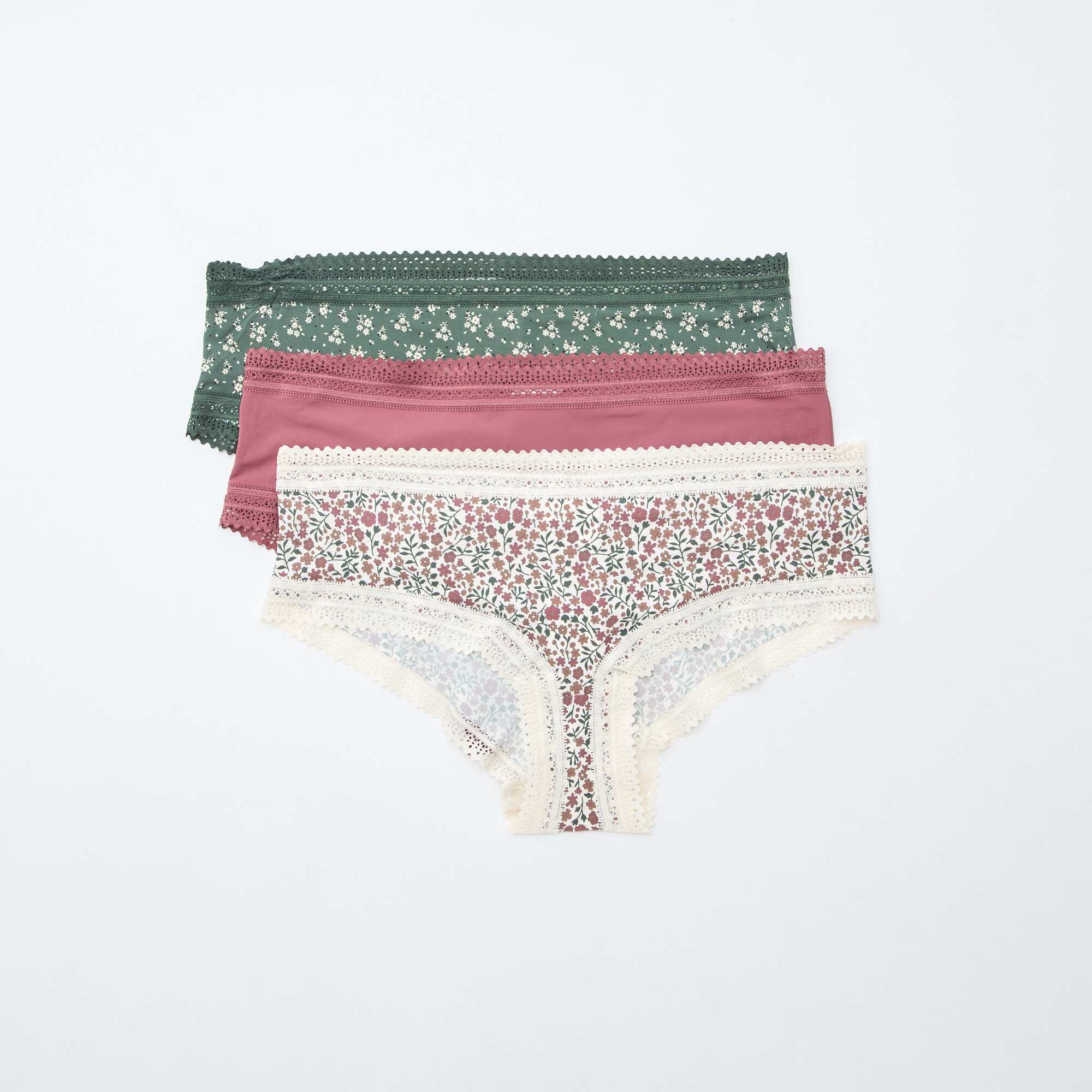 Pack of 3 pairs of printed microfibre boy shorts GREEN