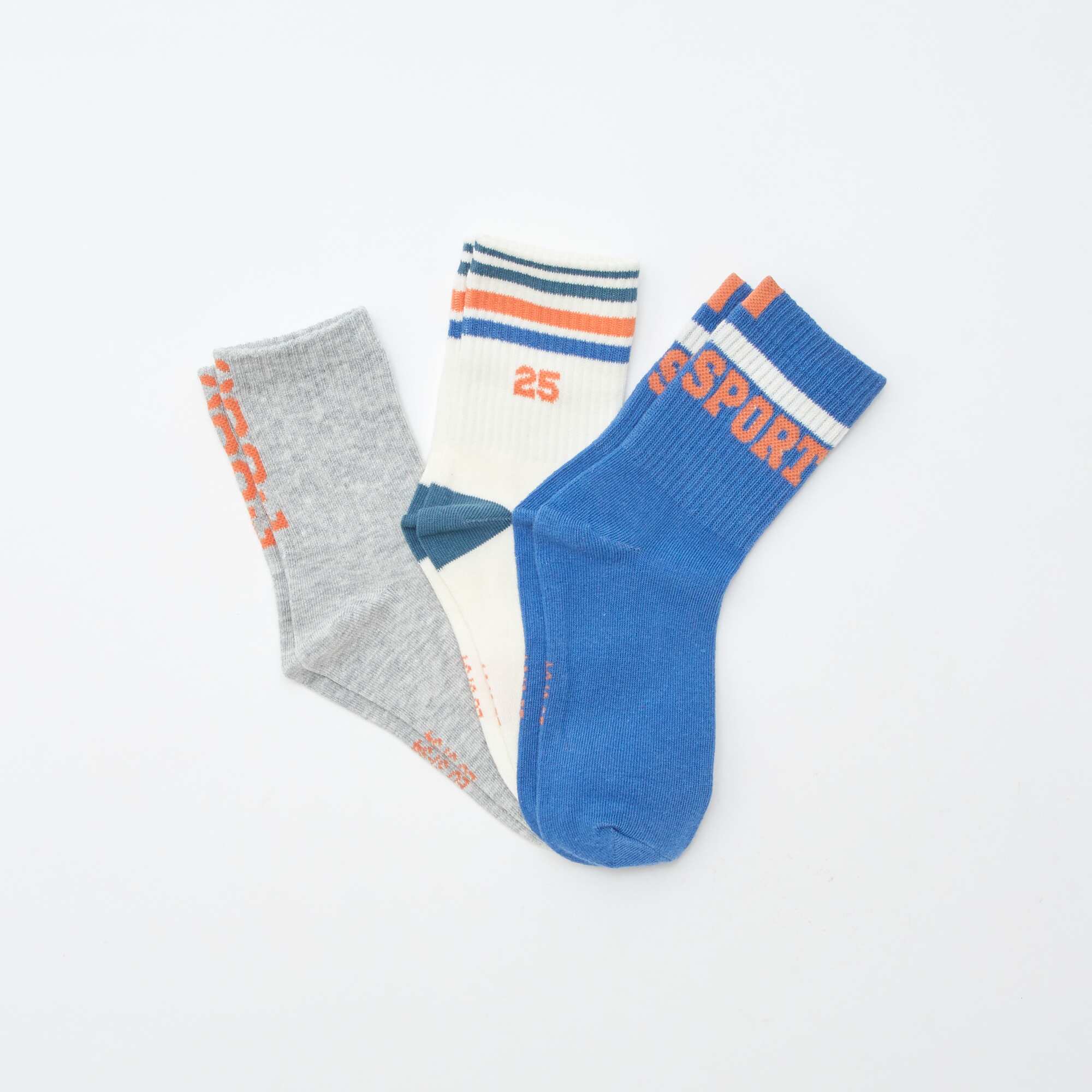 Pack of 3 pairs of tennis socks BLUE