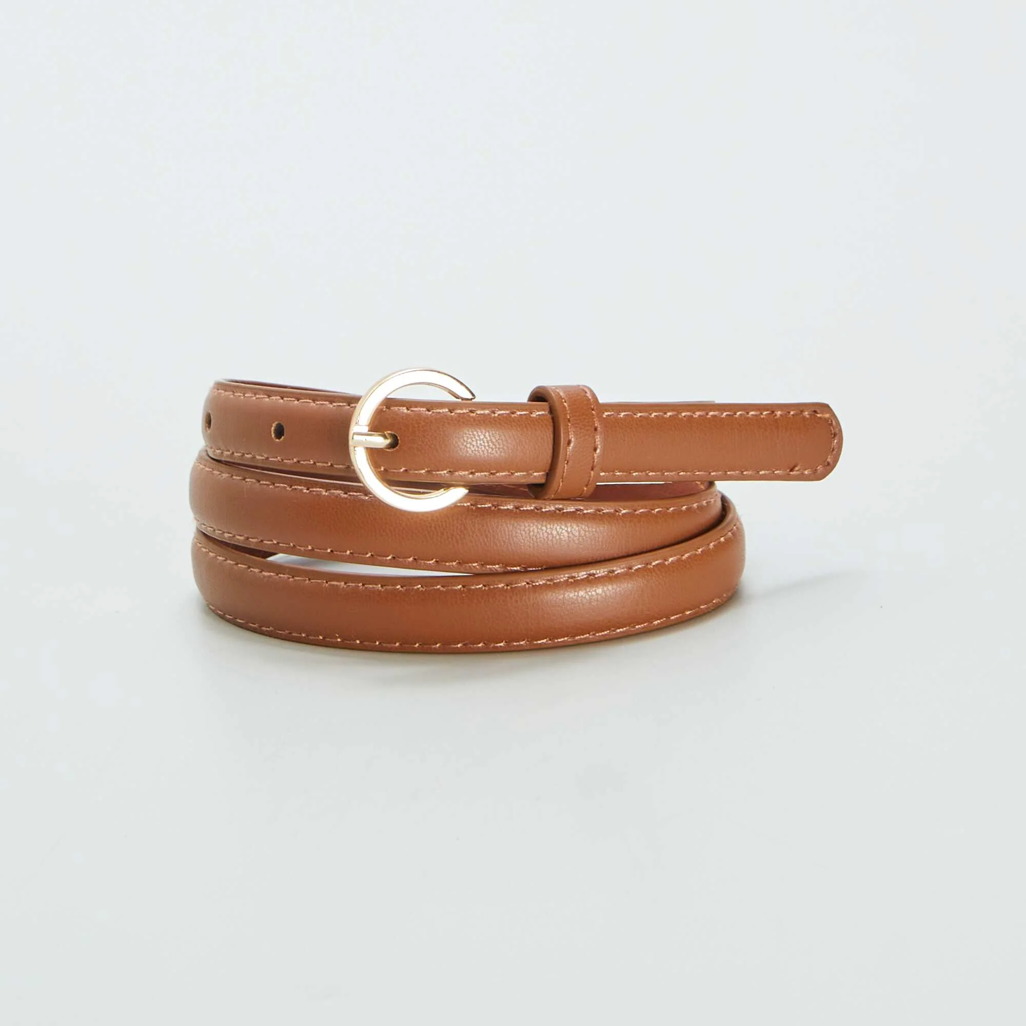 Pack of 3 plain narrow belts BROWN - Image 5