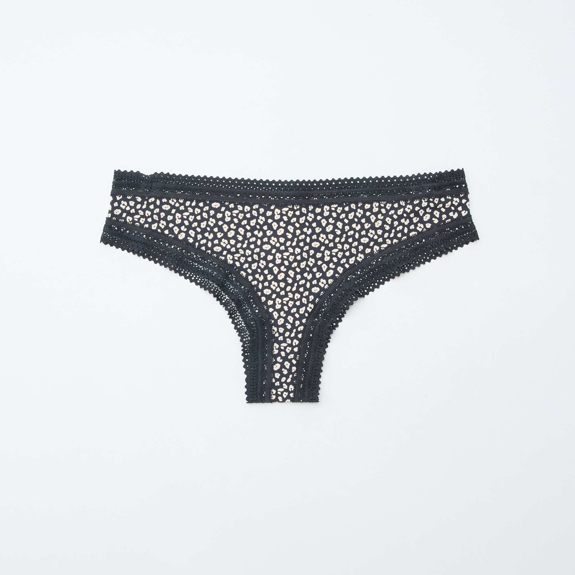 Pack of 3 printed microfibre tanga briefs BLACK - Image 2