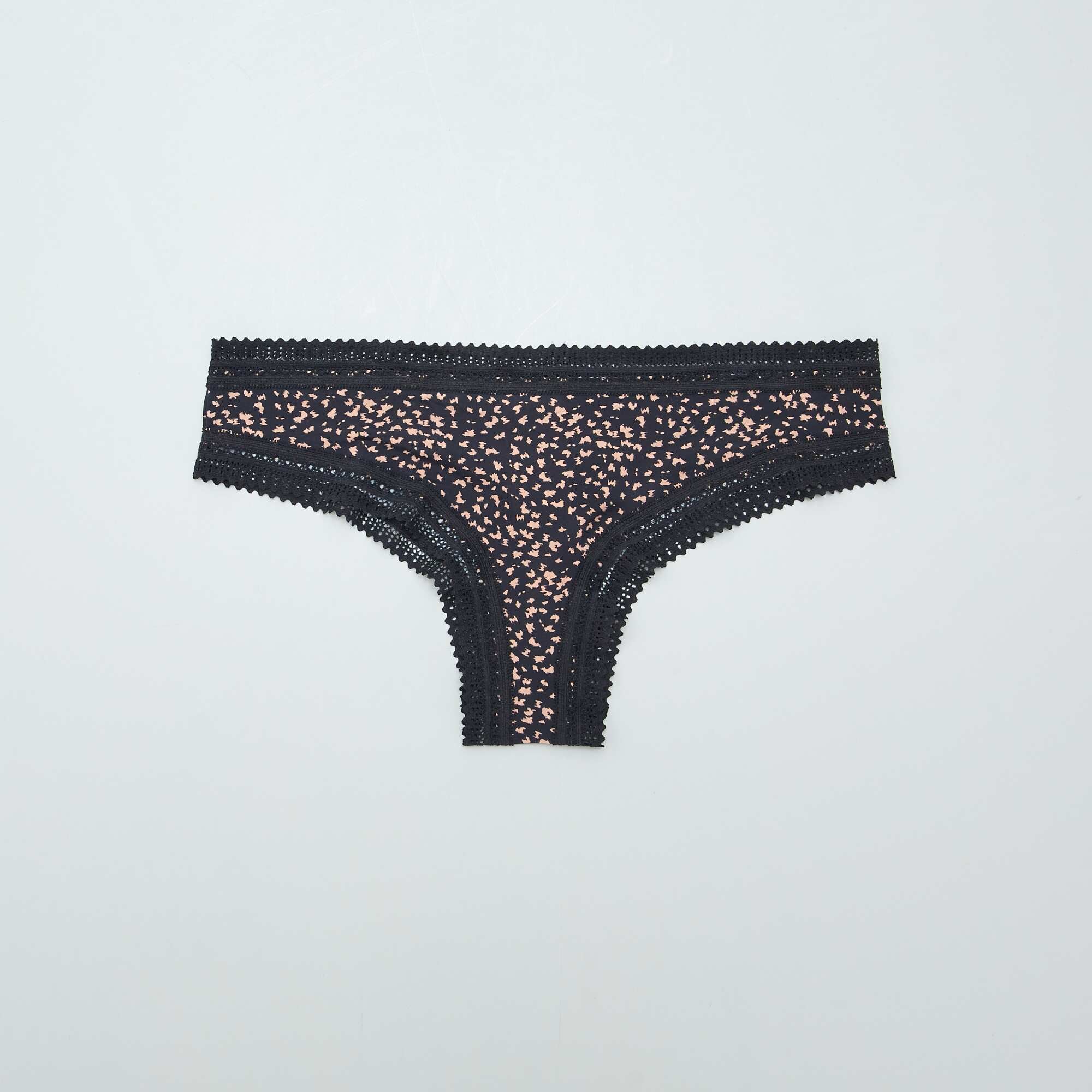Pack of 3 printed microfibre tanga briefs BLACK - Image 4
