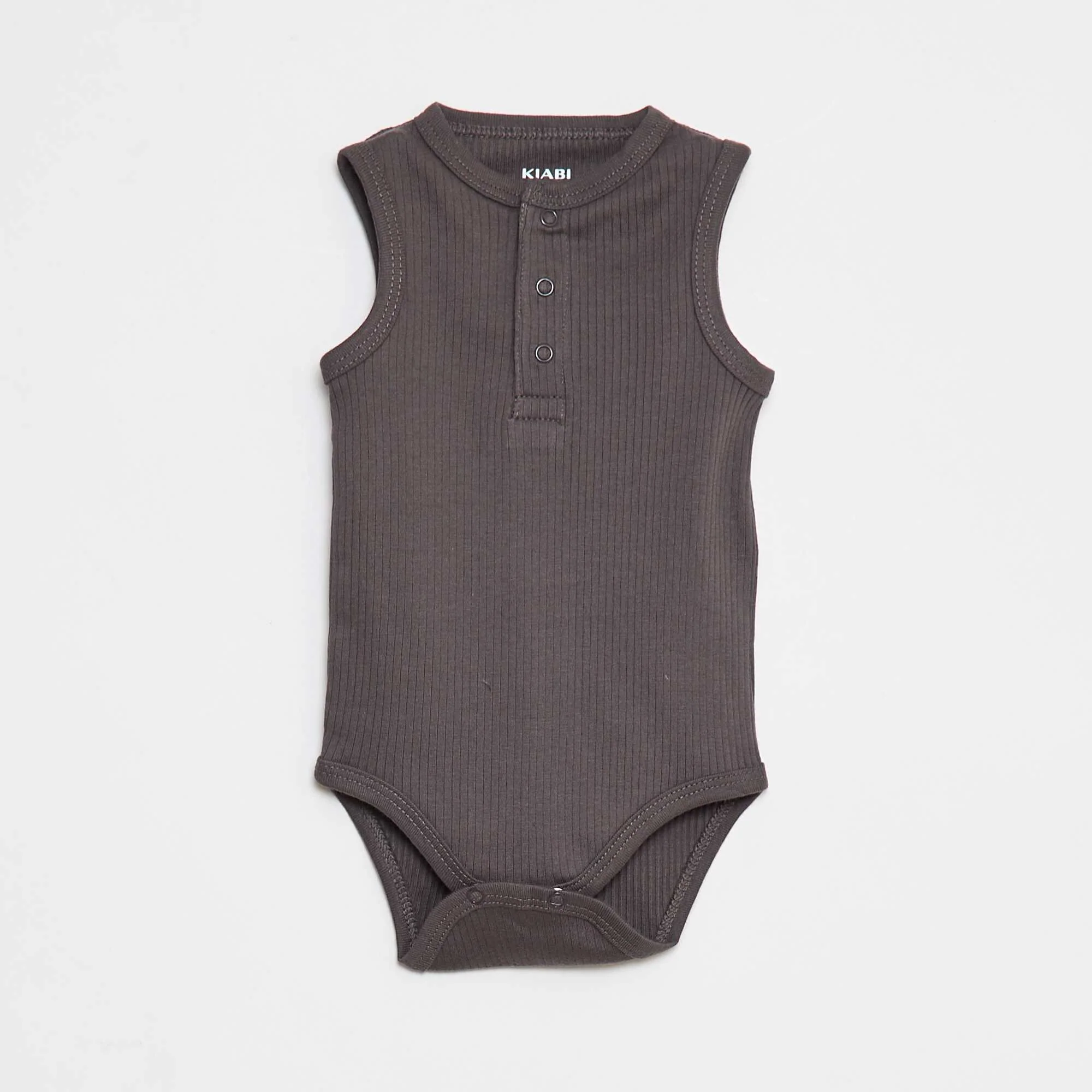 Pack of 3 sleeveless ribbed bodysuits BEIGE - Image 2