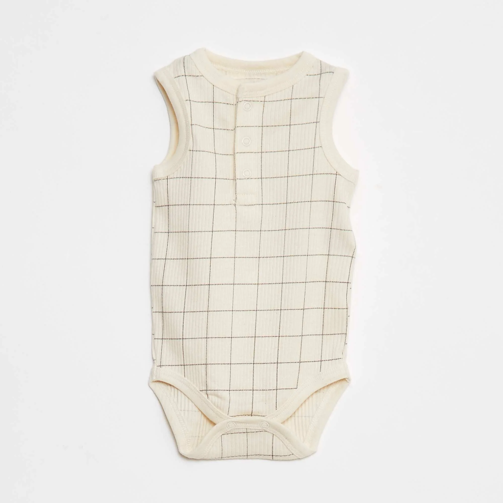 Pack of 3 sleeveless ribbed bodysuits BEIGE - Image 4