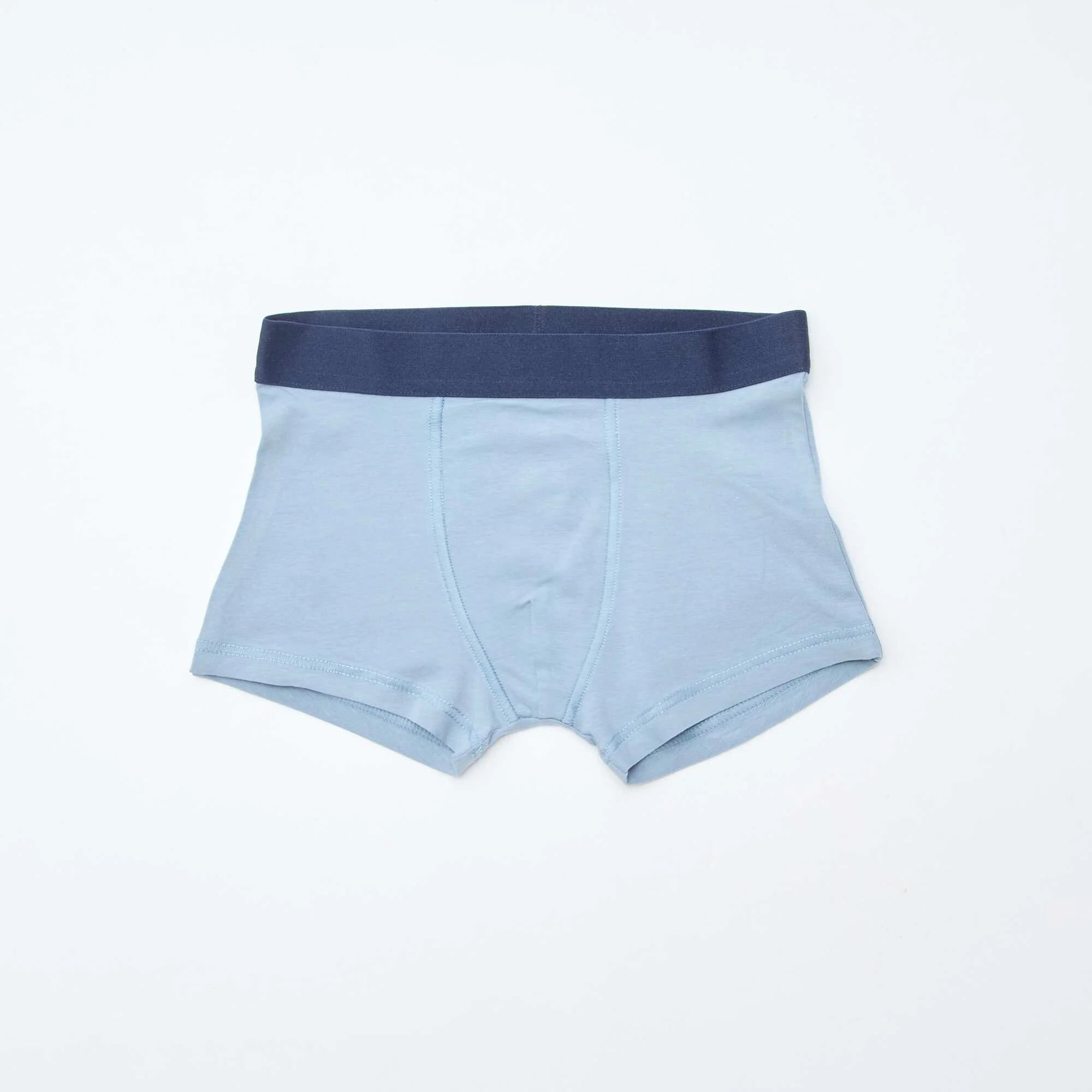 Pack of 5 pairs of plain and printed boxer shorts BLUE - Image 3