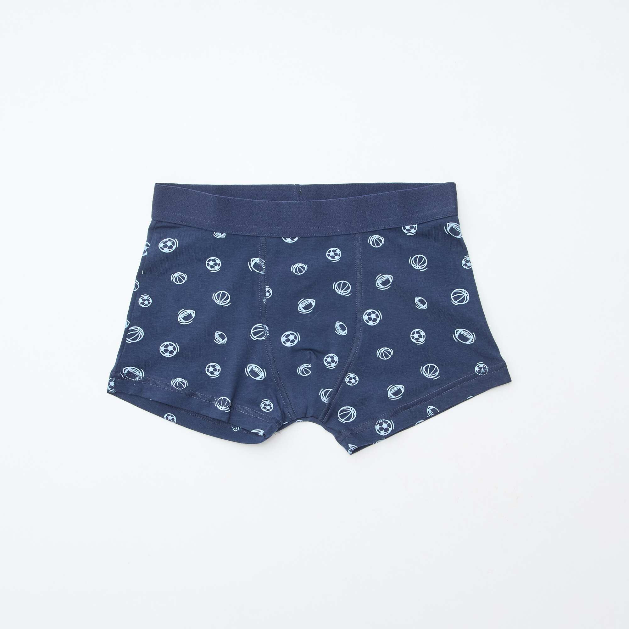 Pack of 5 pairs of plain and printed boxer shorts BLUE - Image 6