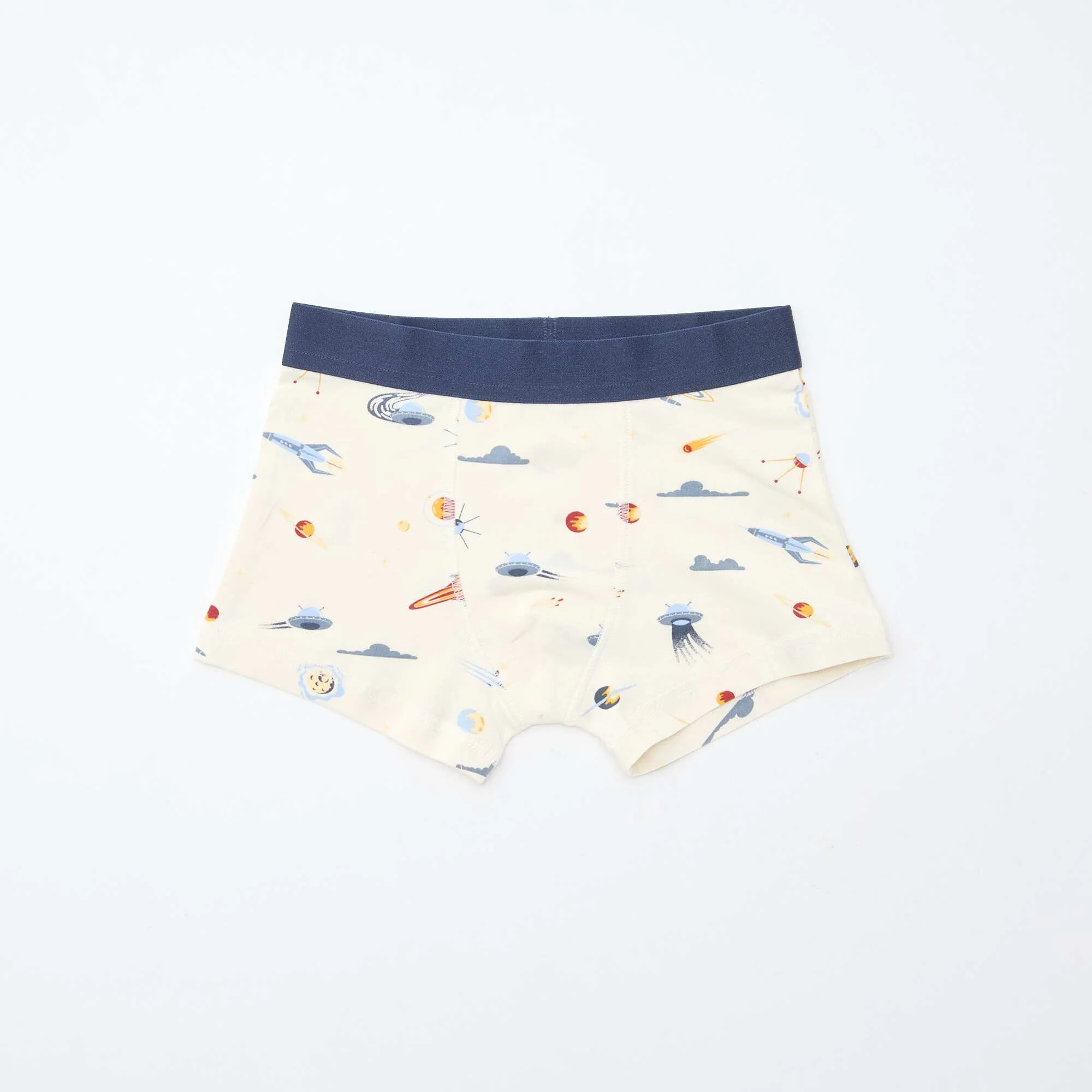 Pack of 5 pairs of plain and printed boxer shorts BLUE - Image 2
