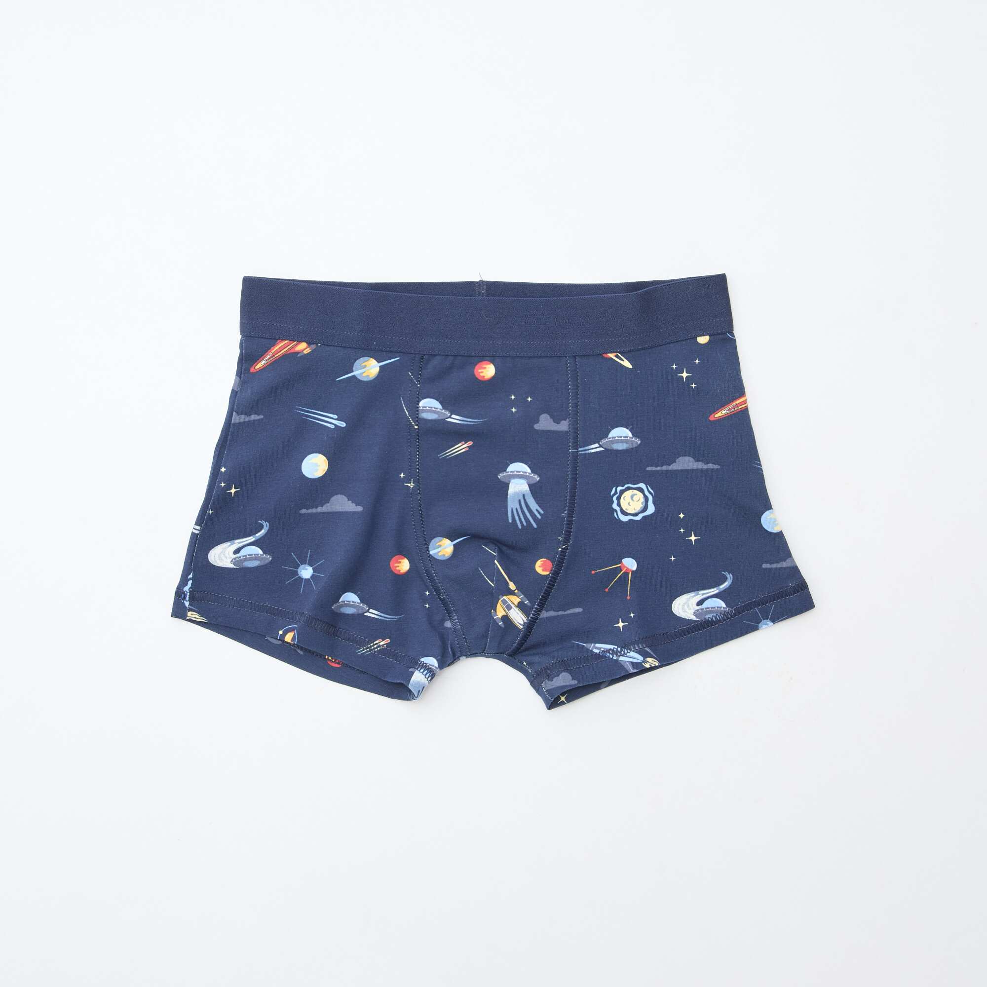 Pack of 5 pairs of plain and printed boxer shorts BLUE - Image 6