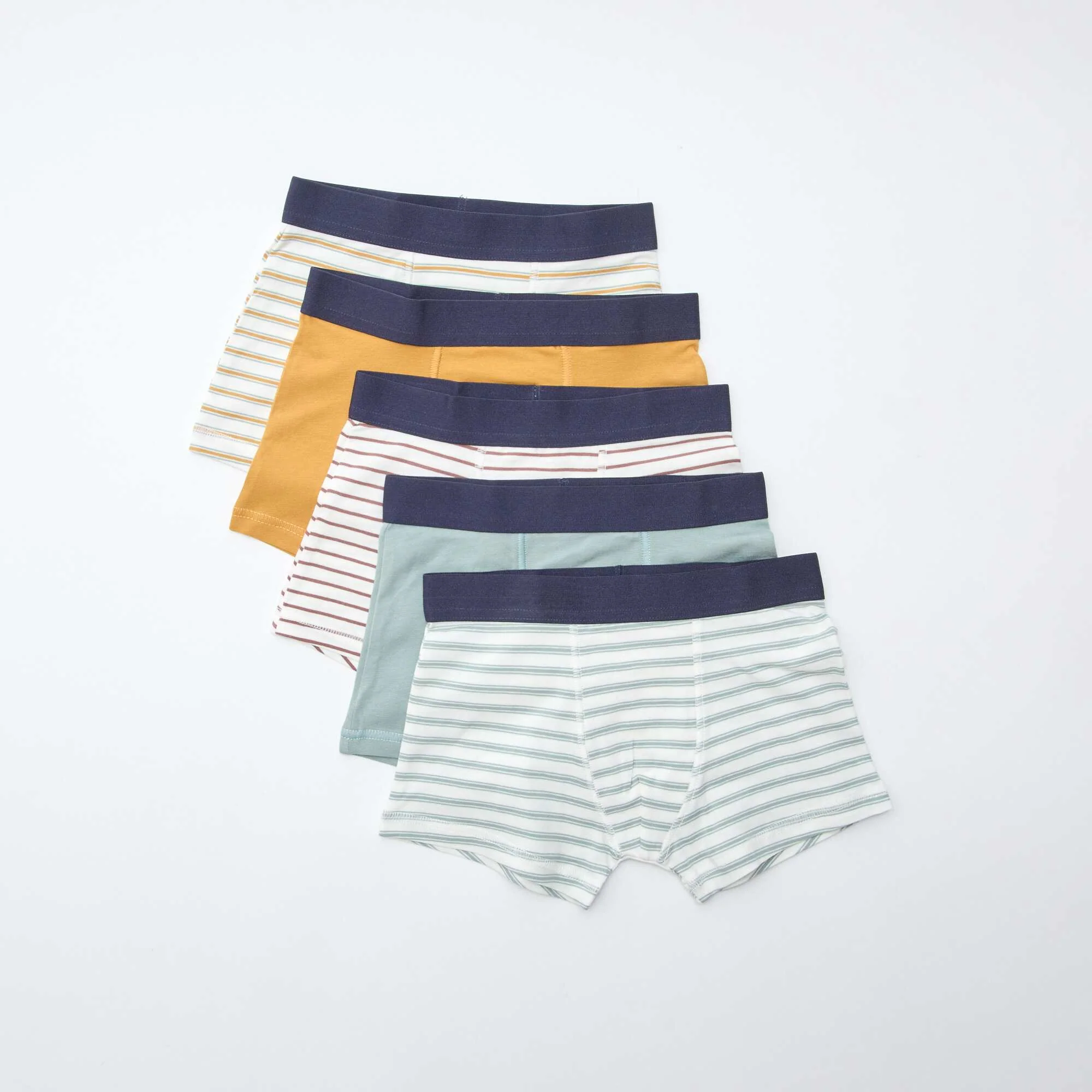 Pack of 5 pairs of plain and printed boxer shorts ORANGE