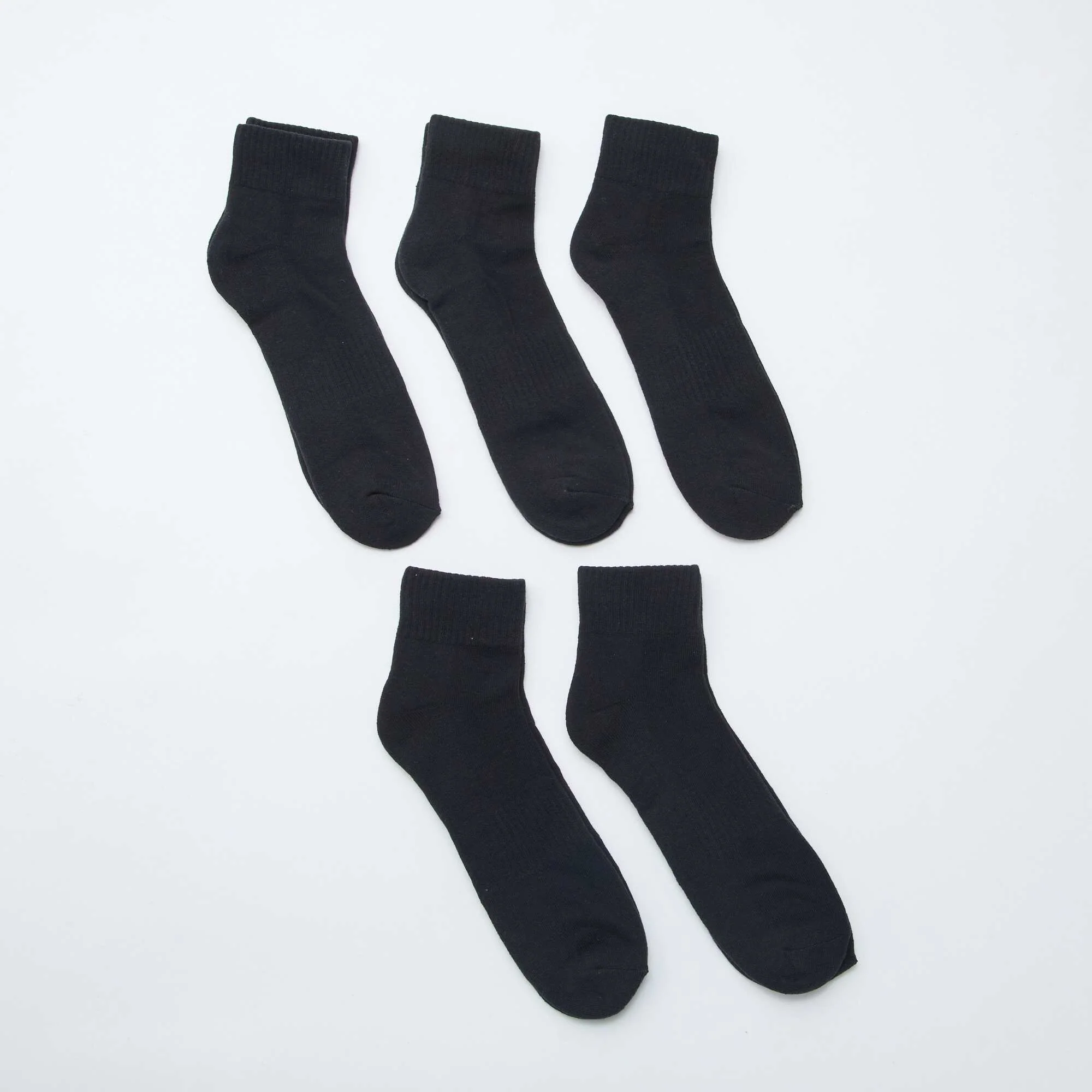 Pack of 5 Pairs of Sports Ankle Socks BLACK - Image 2