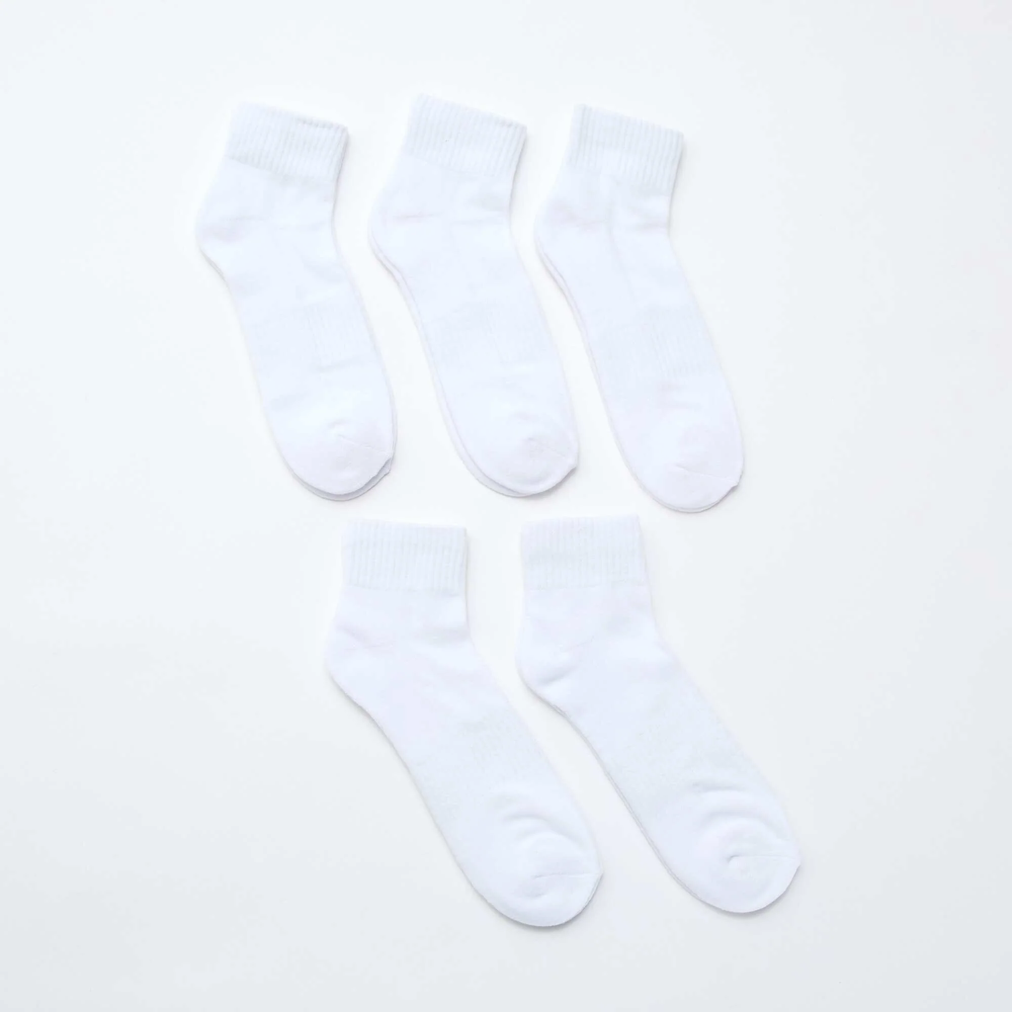 Pack of 5 Pairs of Sports Ankle Socks WHITE - Image 2