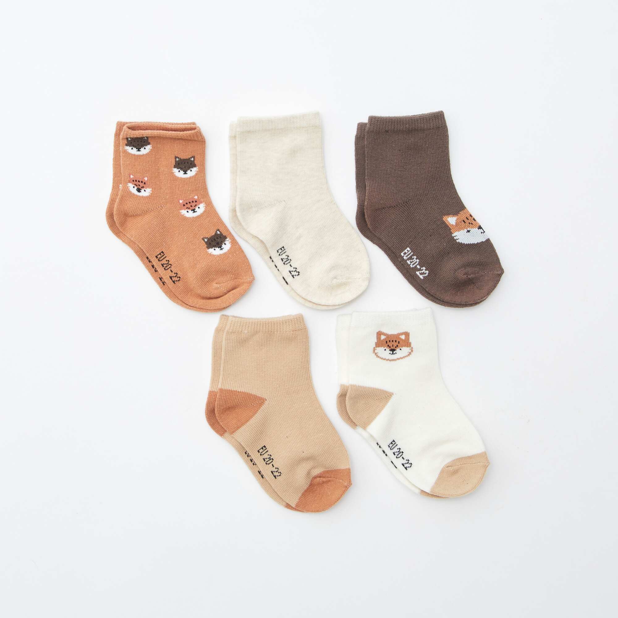 Pack of 5 pairs of stretch knit socks BROWN - Image 2