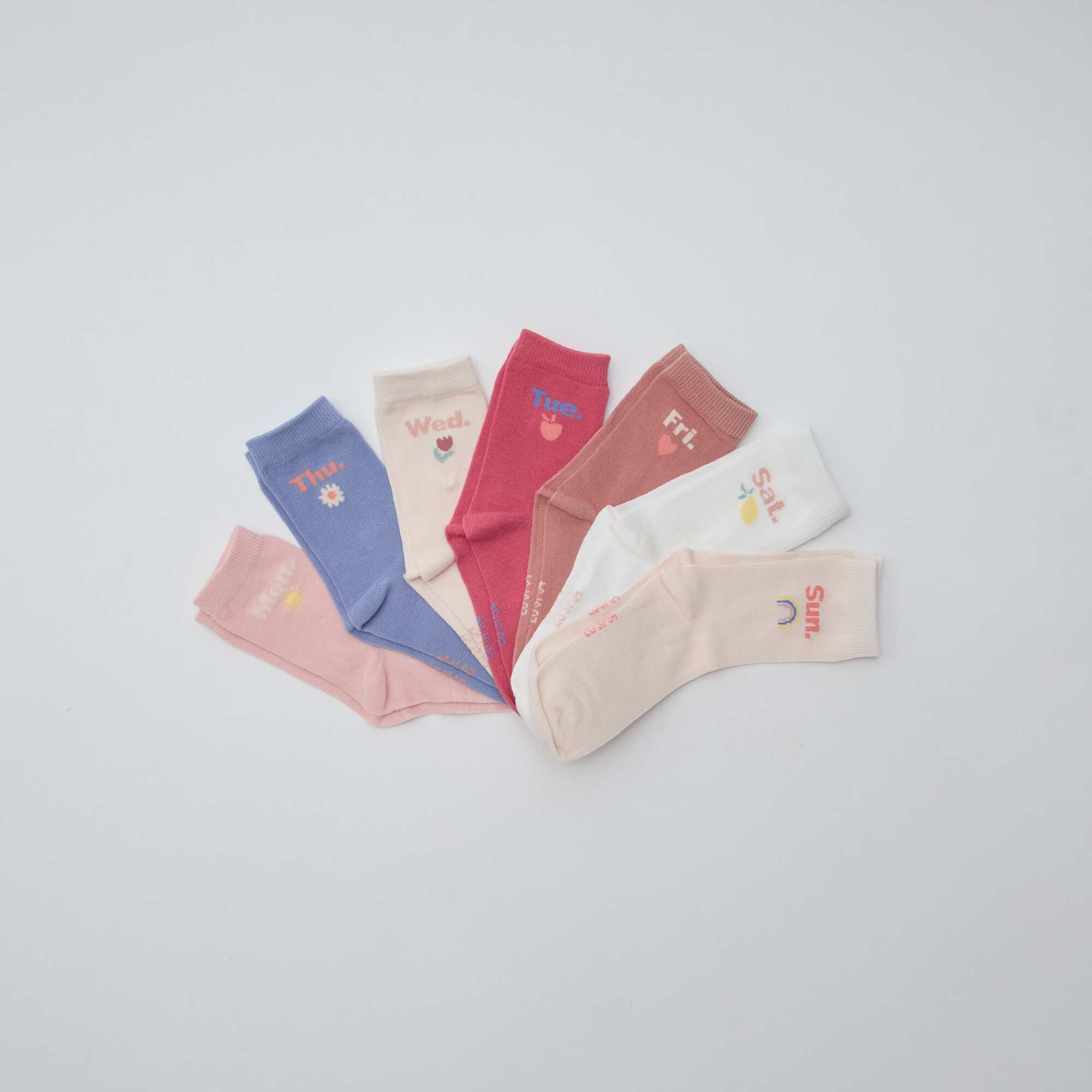 Pack of 7 pairs of crew socks PINK
