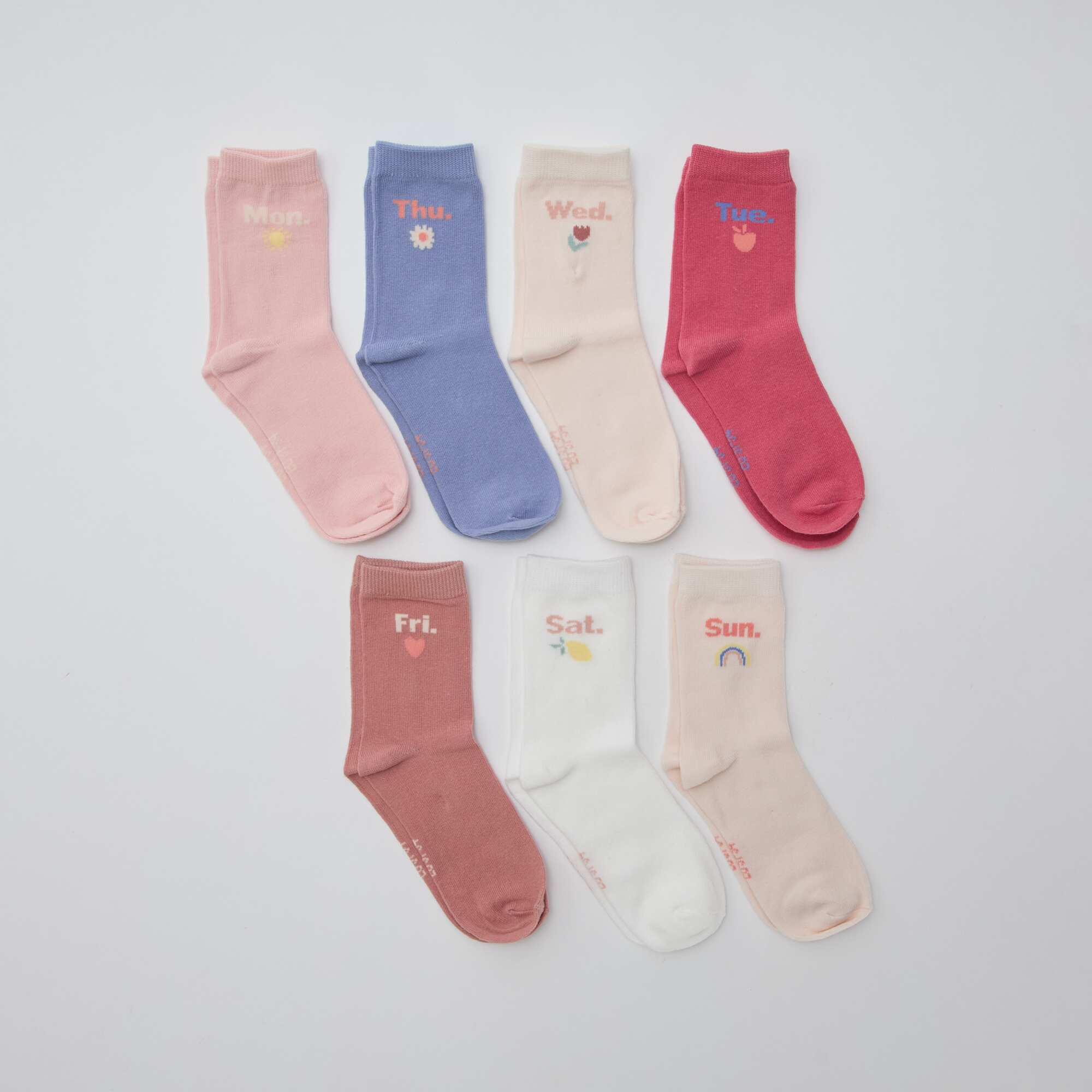 Pack of 7 pairs of crew socks PINK - Image 2