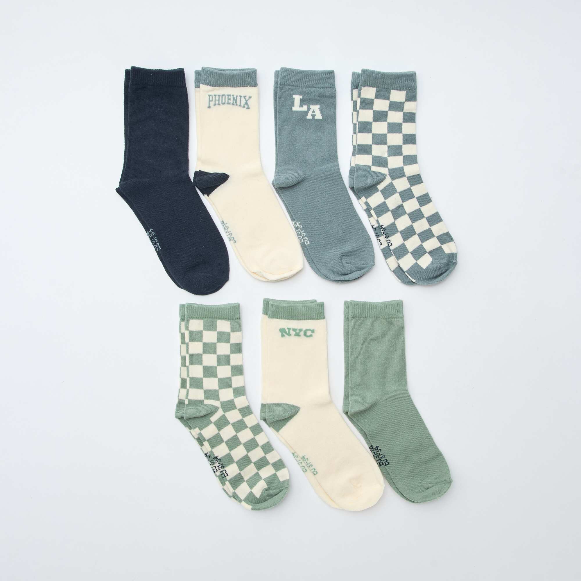 Pack of 7 pairs of printed socks GREEN - Image 2