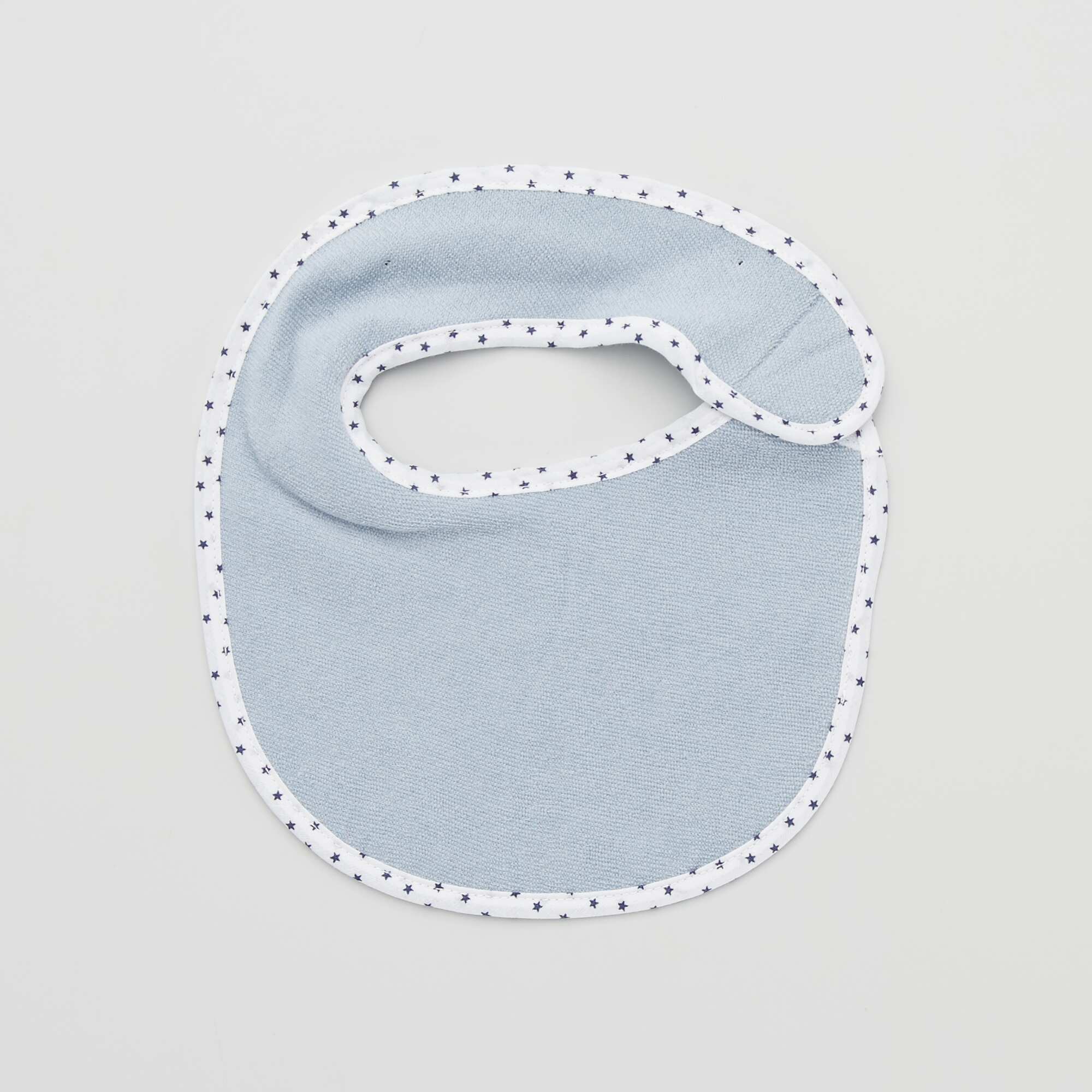 Pack of 7 towelling bibs with hook and loop fastening BLUE - Image 5