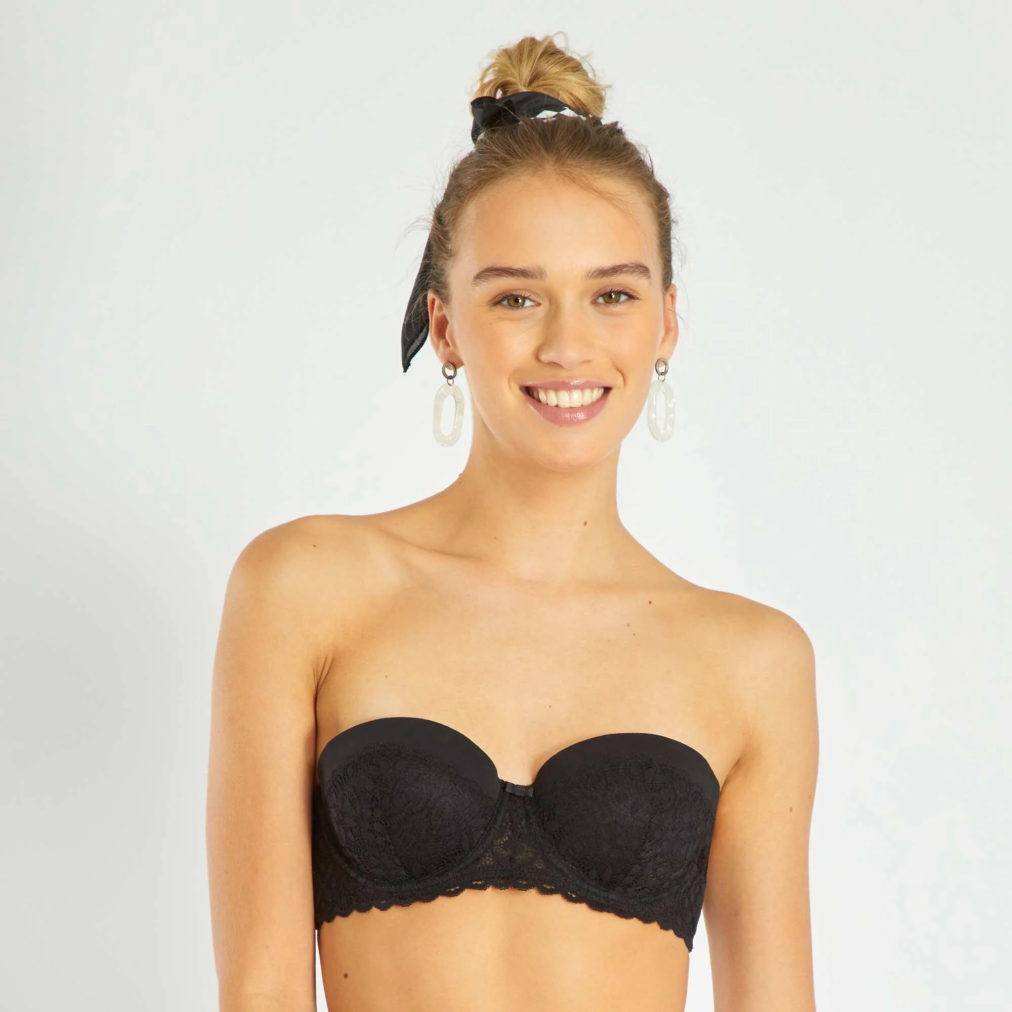 Padded bandeau bra black - Image 4