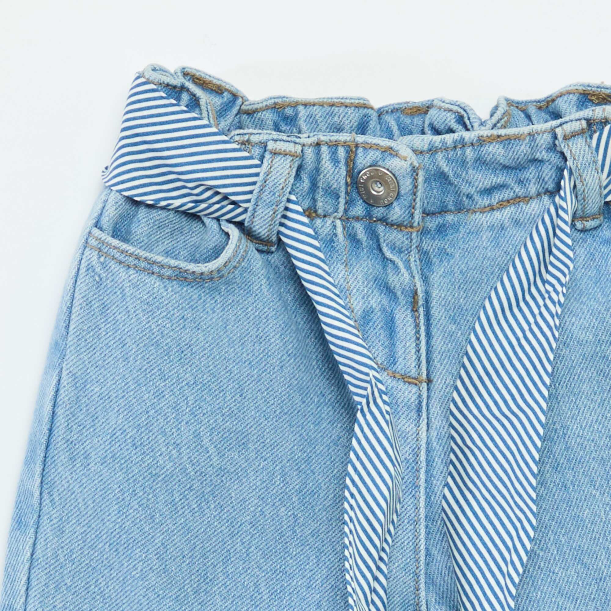 Paperbag jeans with patterned belt BLUE - Image 3