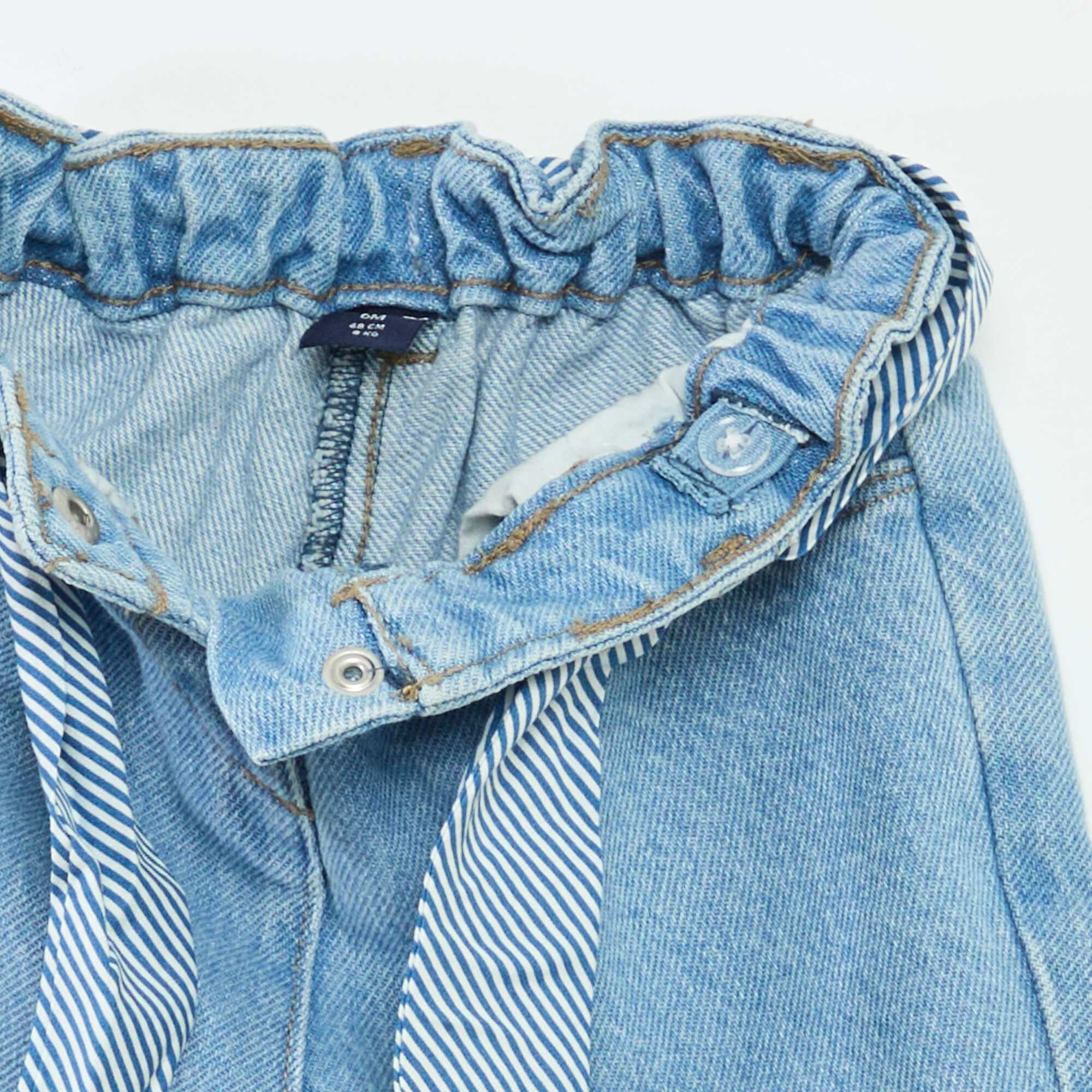 Paperbag jeans with patterned belt BLUE - Image 4