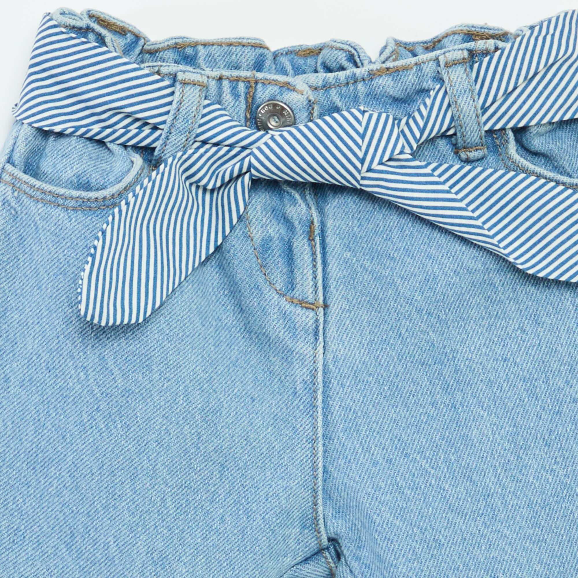 Paperbag jeans with patterned belt BLUE - Image 5